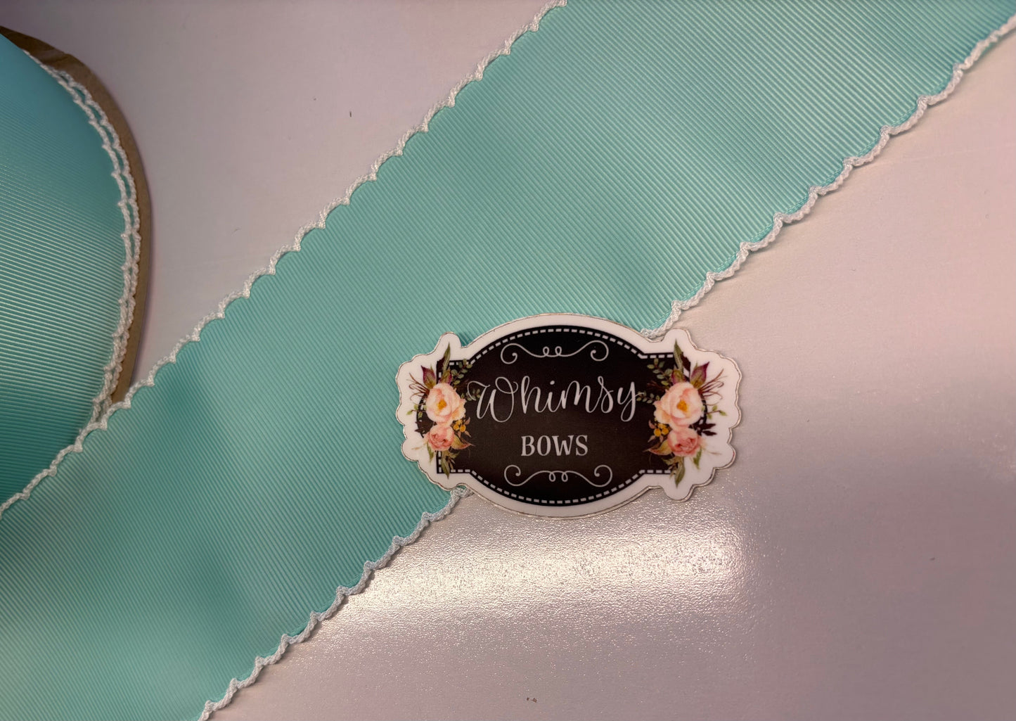 AQUA WITH WHITE MOONSTITCH 1.5 inch