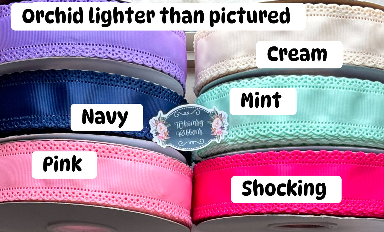 1.5 inch MINT EYELET TRIM RIBBON just the mint in the pic - 1 yard