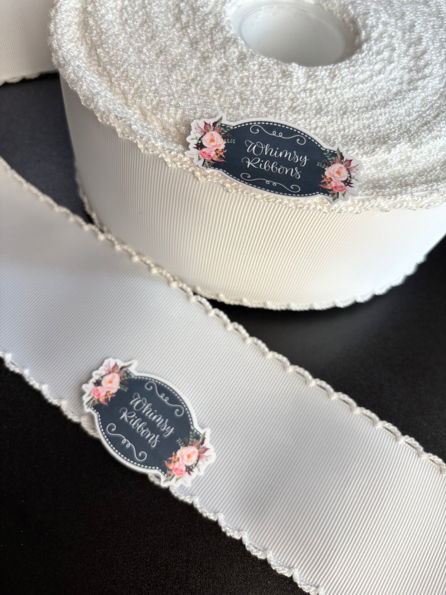 2.25 INCH WHITE MOONSTITCH ribbon - 1 yard cut