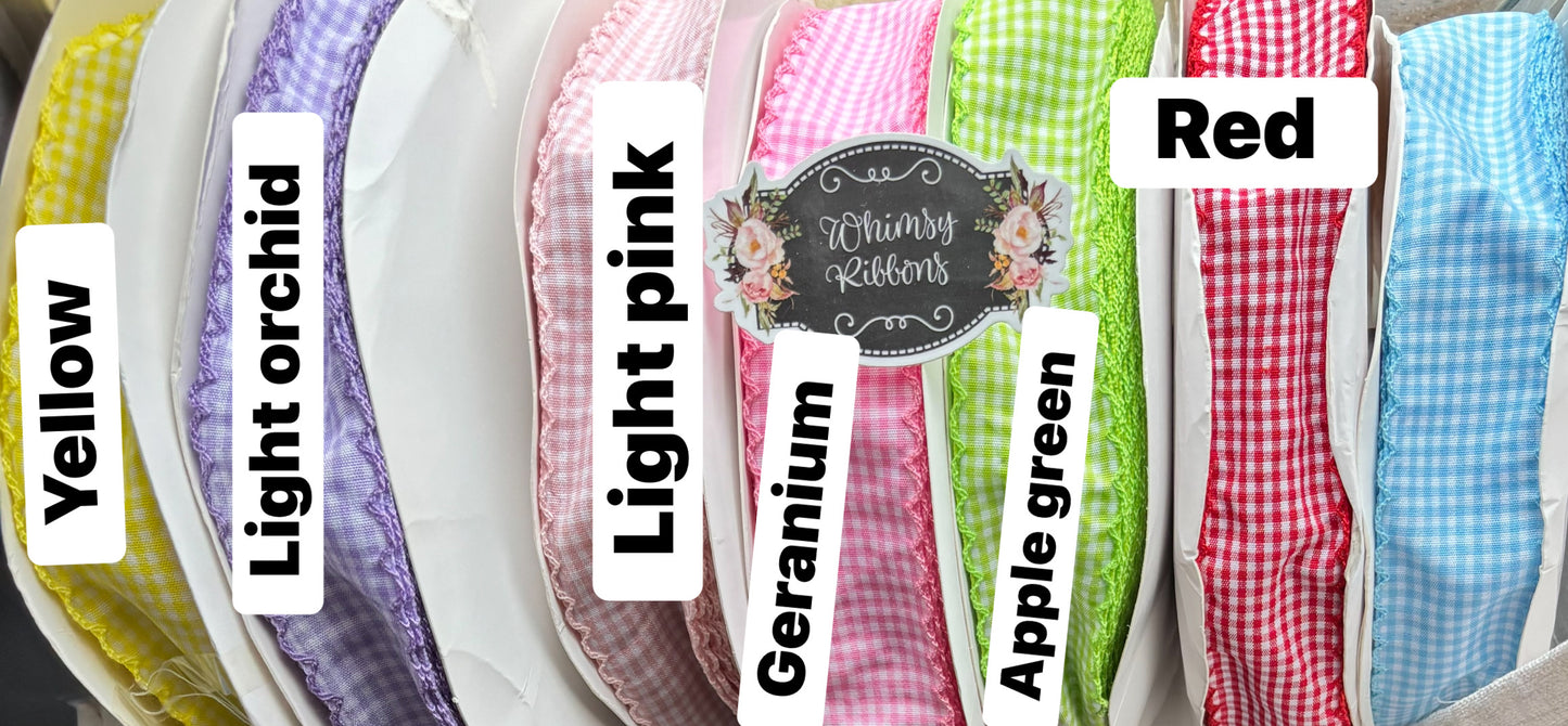 1.5 INCH LIGHT PINK GINGHAM PRINT STITCHING RIBBON -1 yard