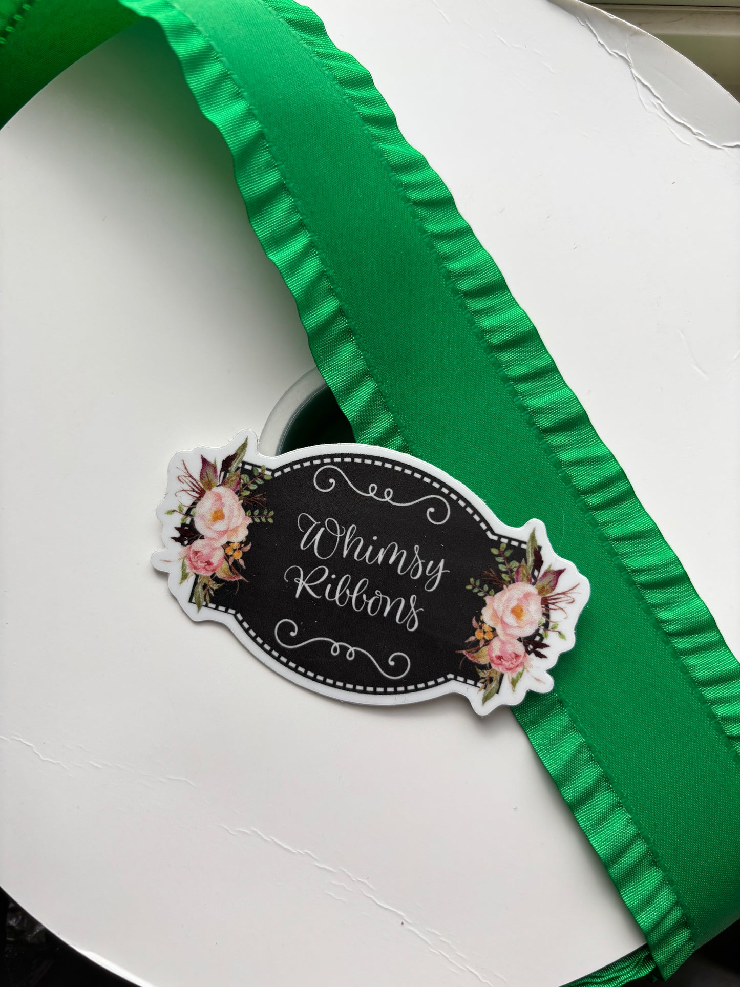 1.5 INCH SATIN RUFFLE RIBBON CLASSIC GREEN