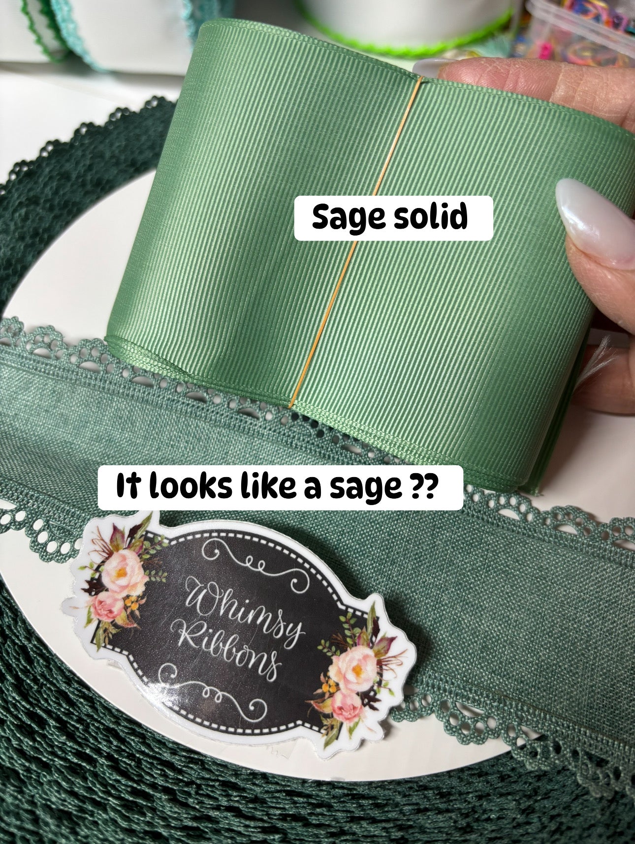 2.5 inch LIGHT OLIVE SCALLOPED LACE RIBBON NO WIRE