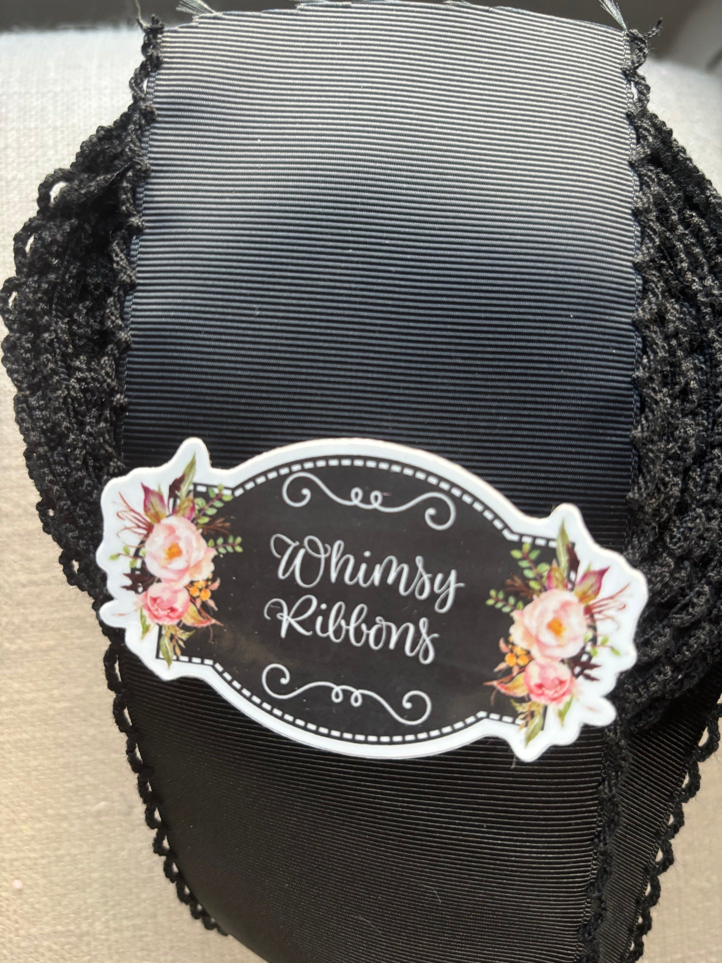 2.25 INCH BLACK ON BLACK STITCHING ribbon - 1 yard