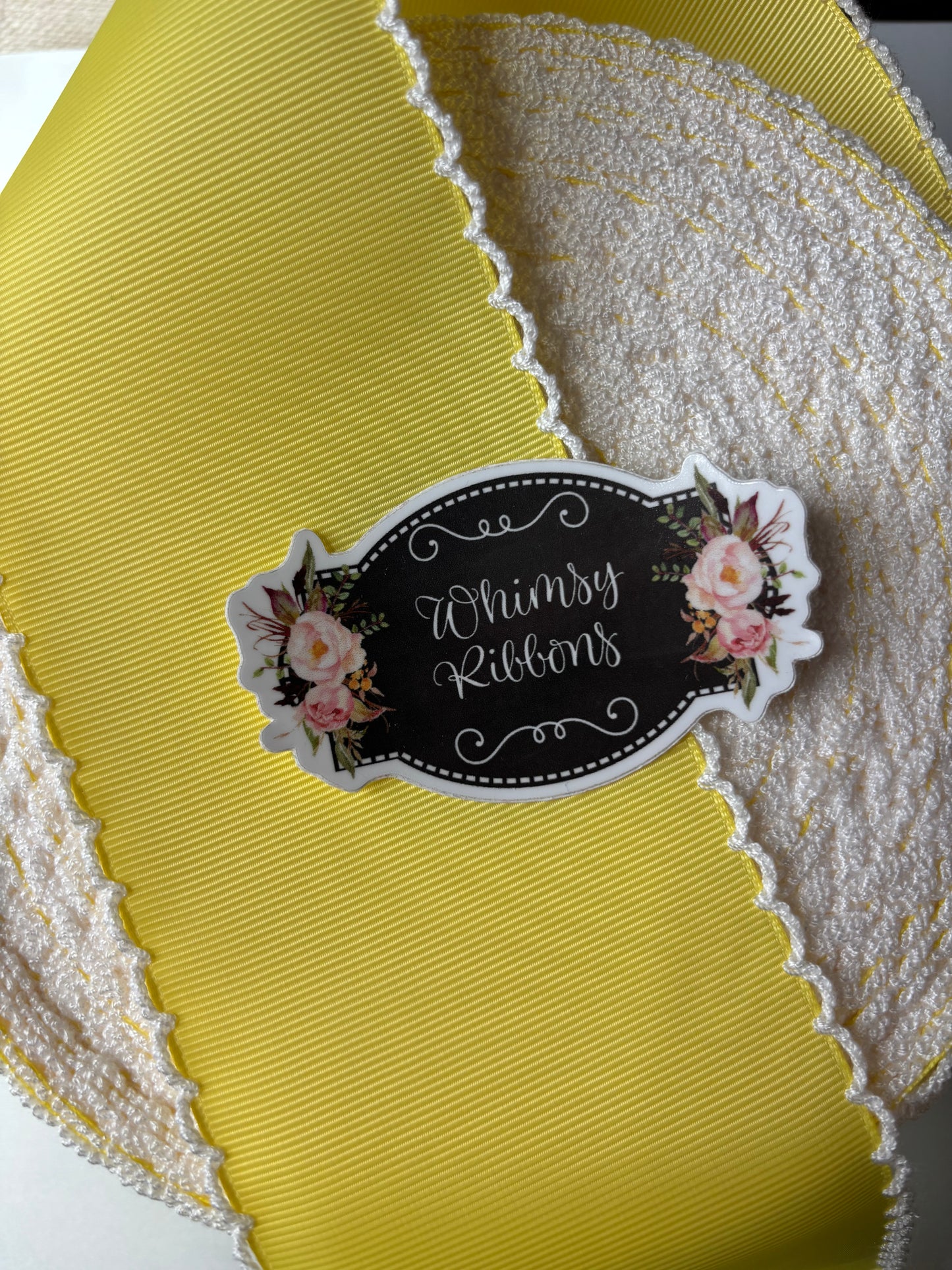 3 INCH LEMON YELLOW W WHITE MOONSTITCH