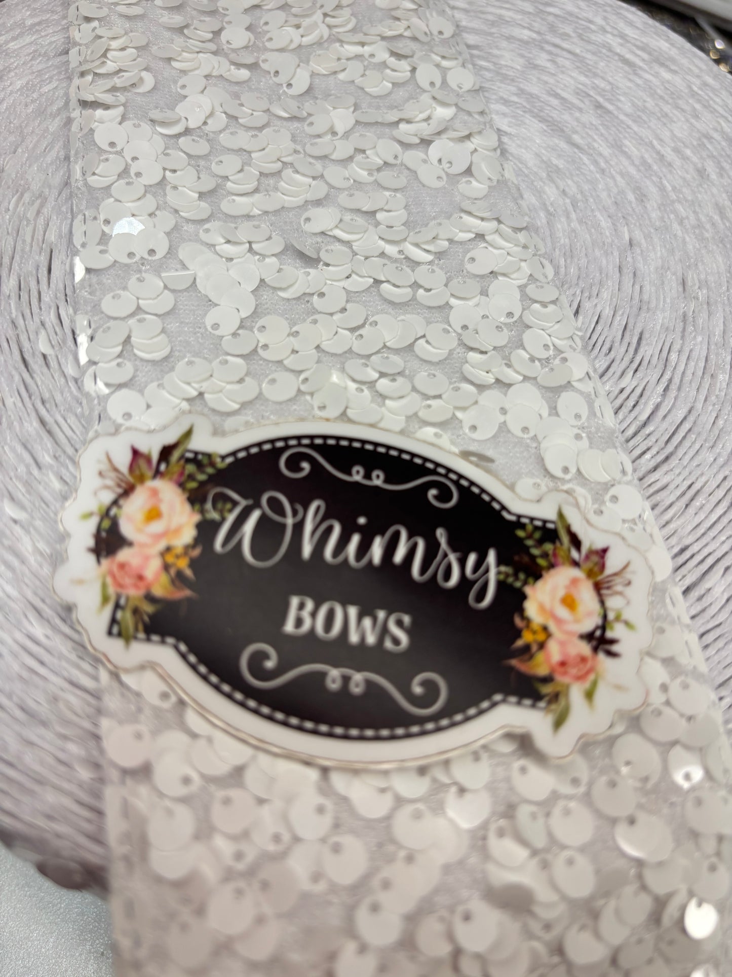 3 inch WHITE SEQUIN 36 inches