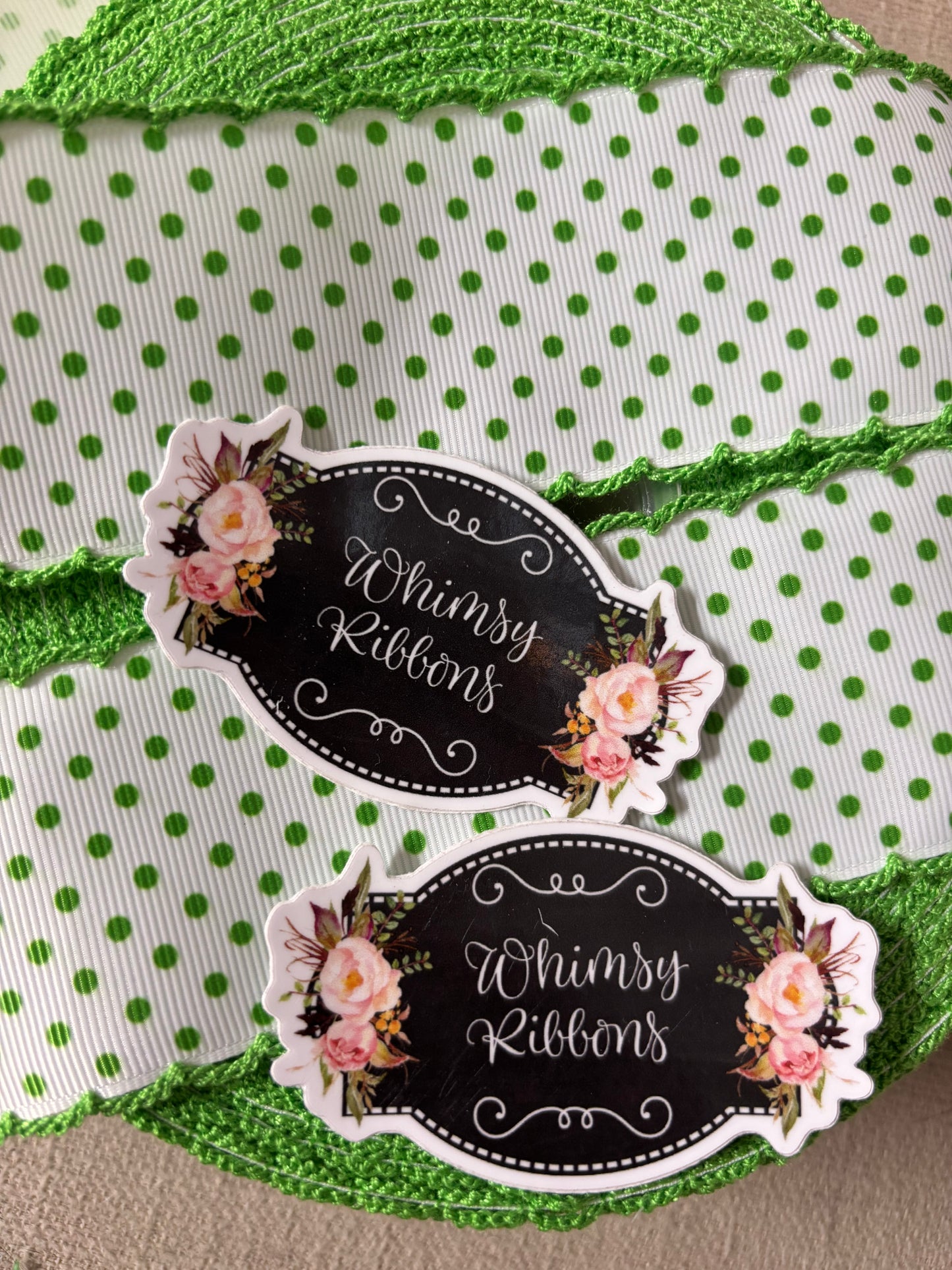 2 INCH LIGHT GREEN POLKA DOTS W LIGHT GREEN STITCHING