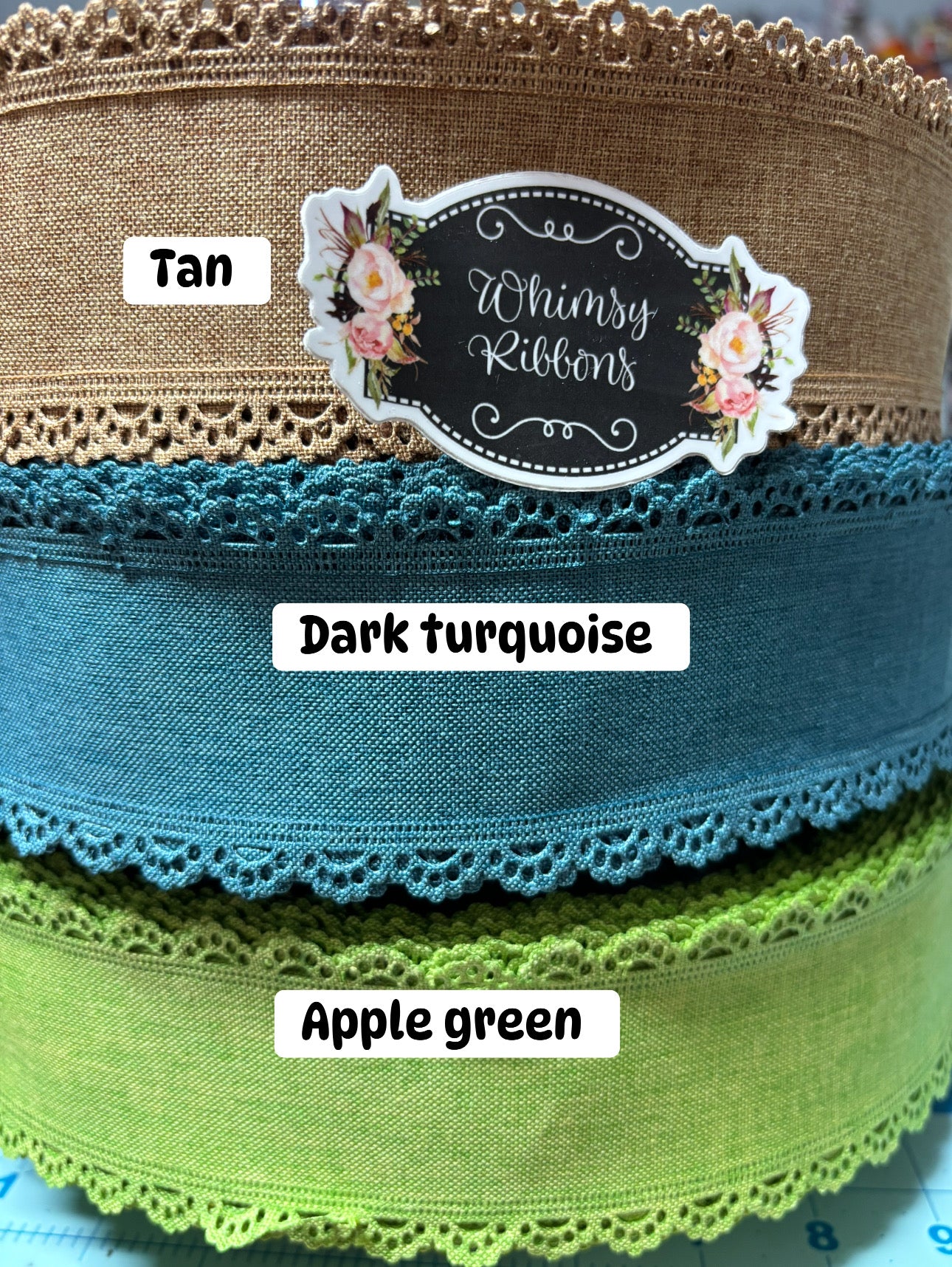 2.5 inch TAN SCALLOP RIBBON NO WIRE- thick