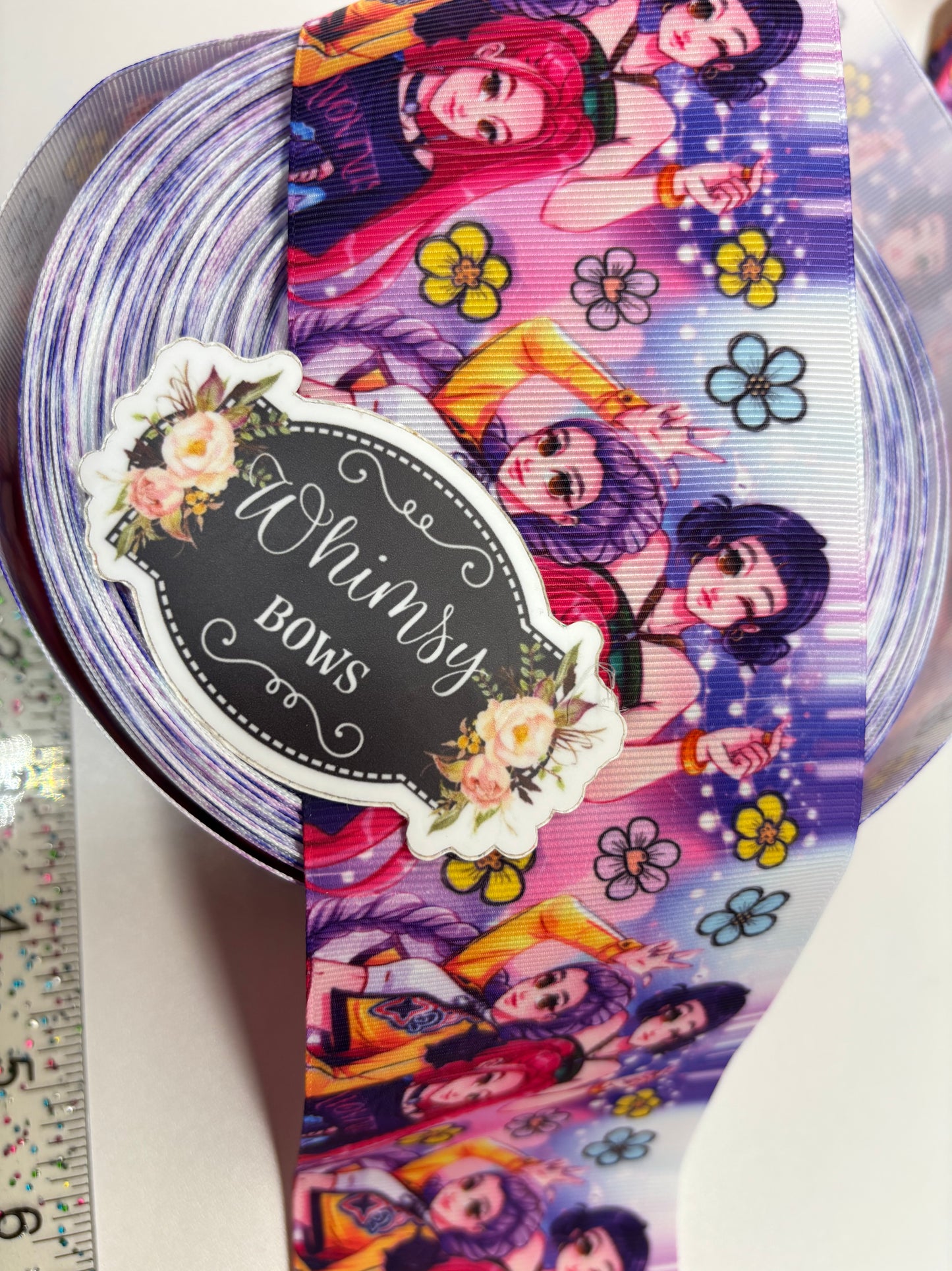 HUNTRX K-POP RIBBON DEMON HUNTER 3 inch GROSGRAIN RIBBON PURPLE TONES