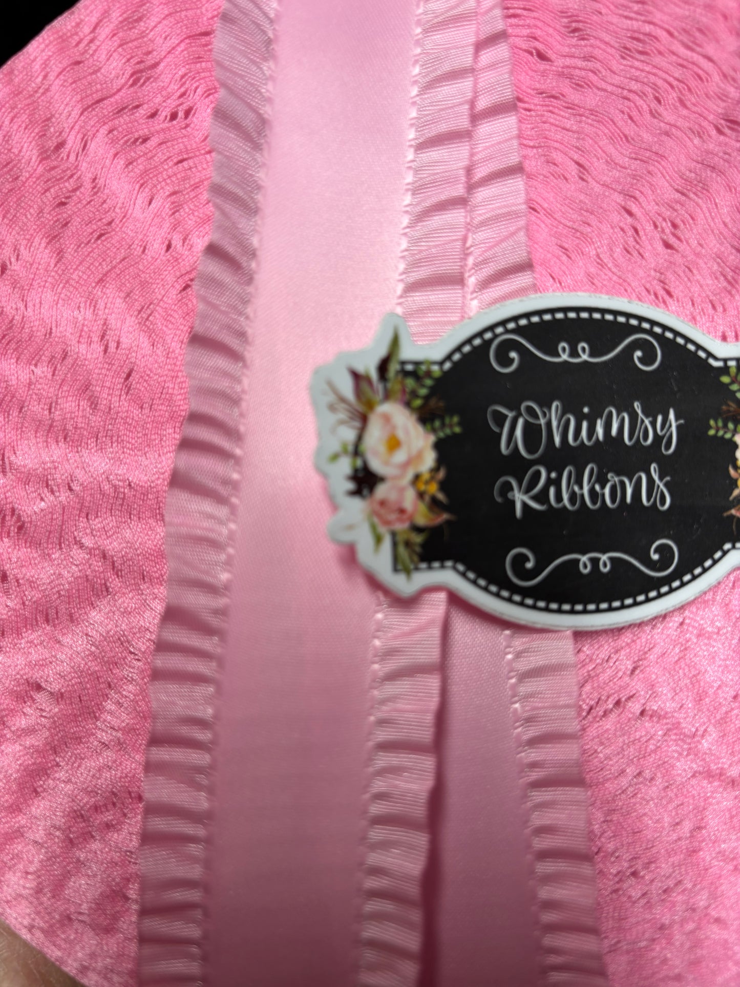 1.5 PINK color satin ruffle ribbon a tad darker than light pink