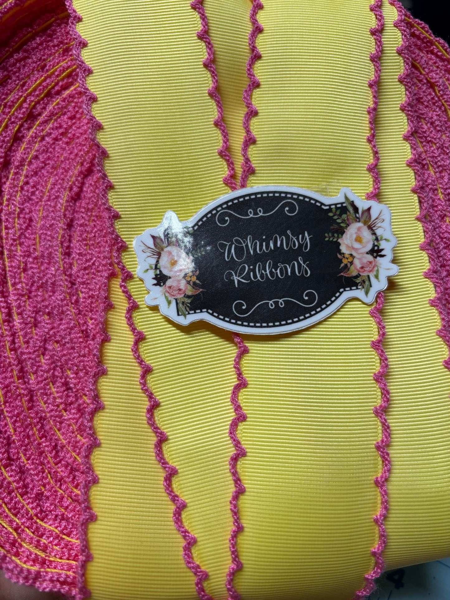 2.25 LEMON W HOT PINK STITCHING