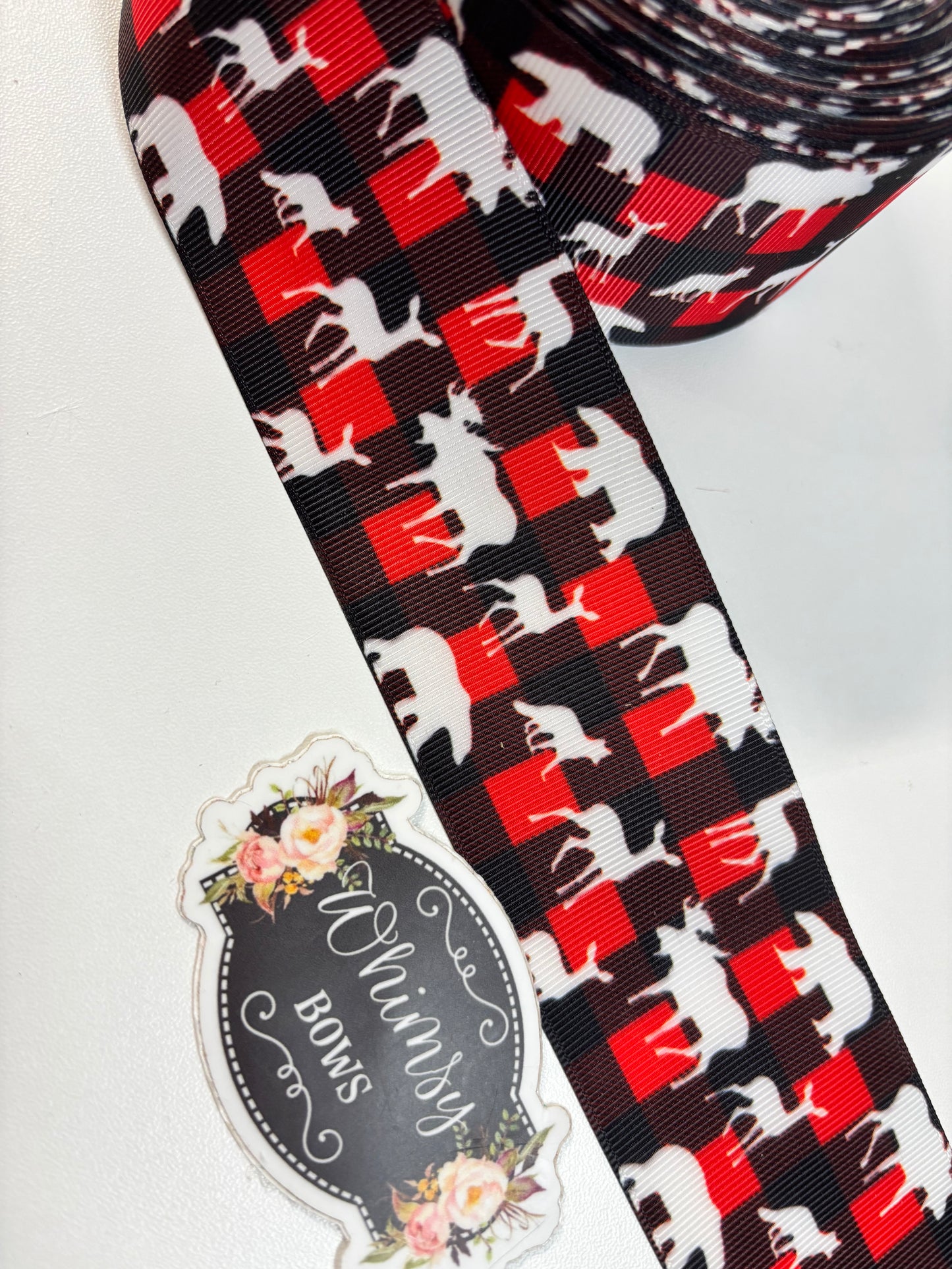 2inch Buffalo plaid / Red black Holiday ribbon