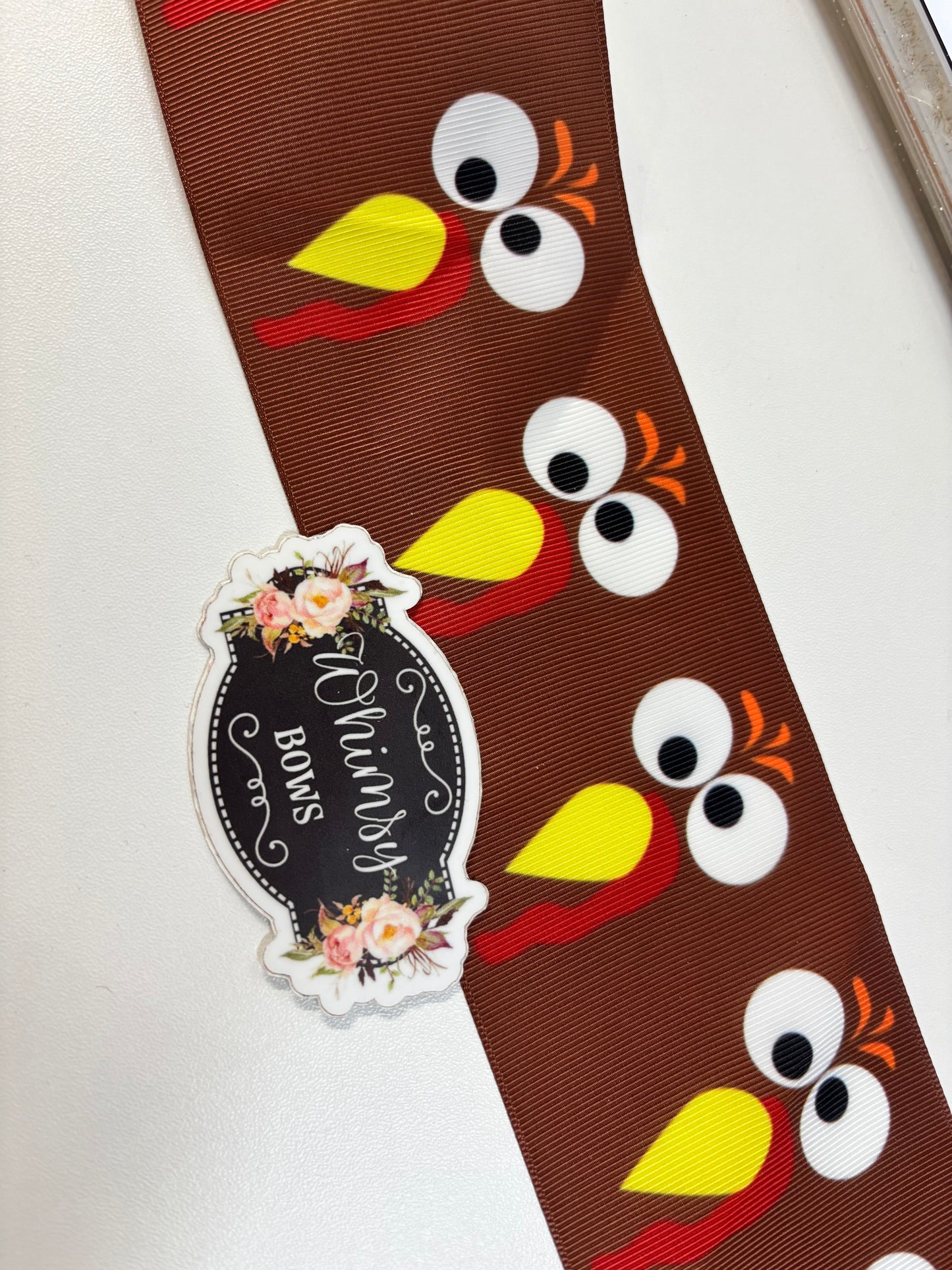 Turkey Face thanksgiving 3 inch GROSGRAIN RIBBON