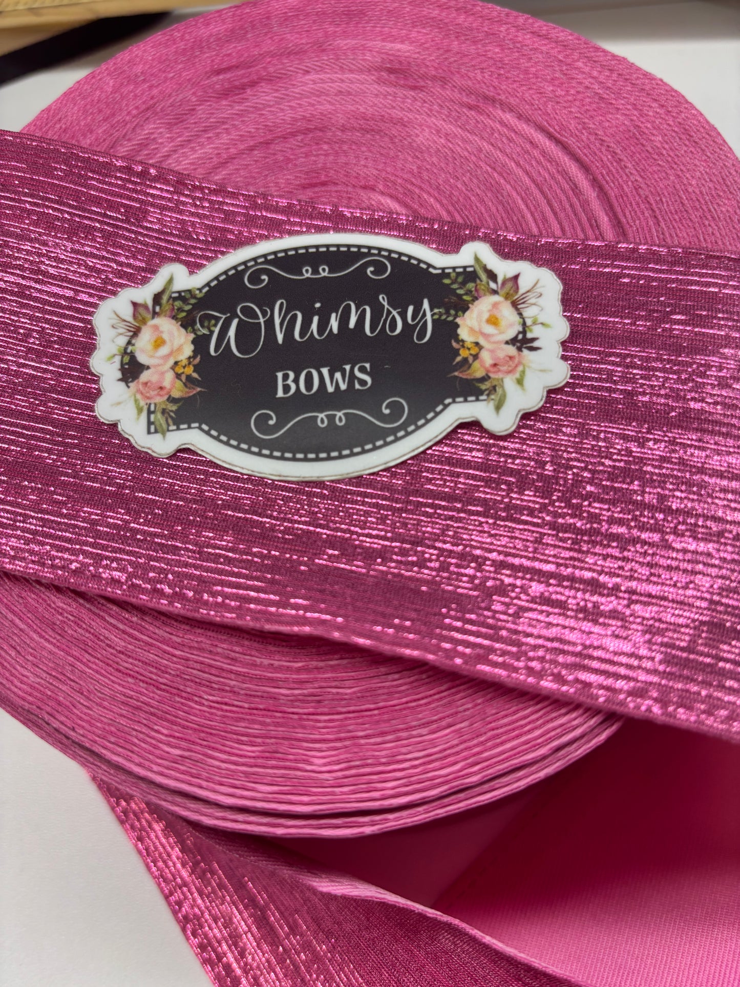 HOT PINK 3 INCH SOFT METALLIC RIBBON