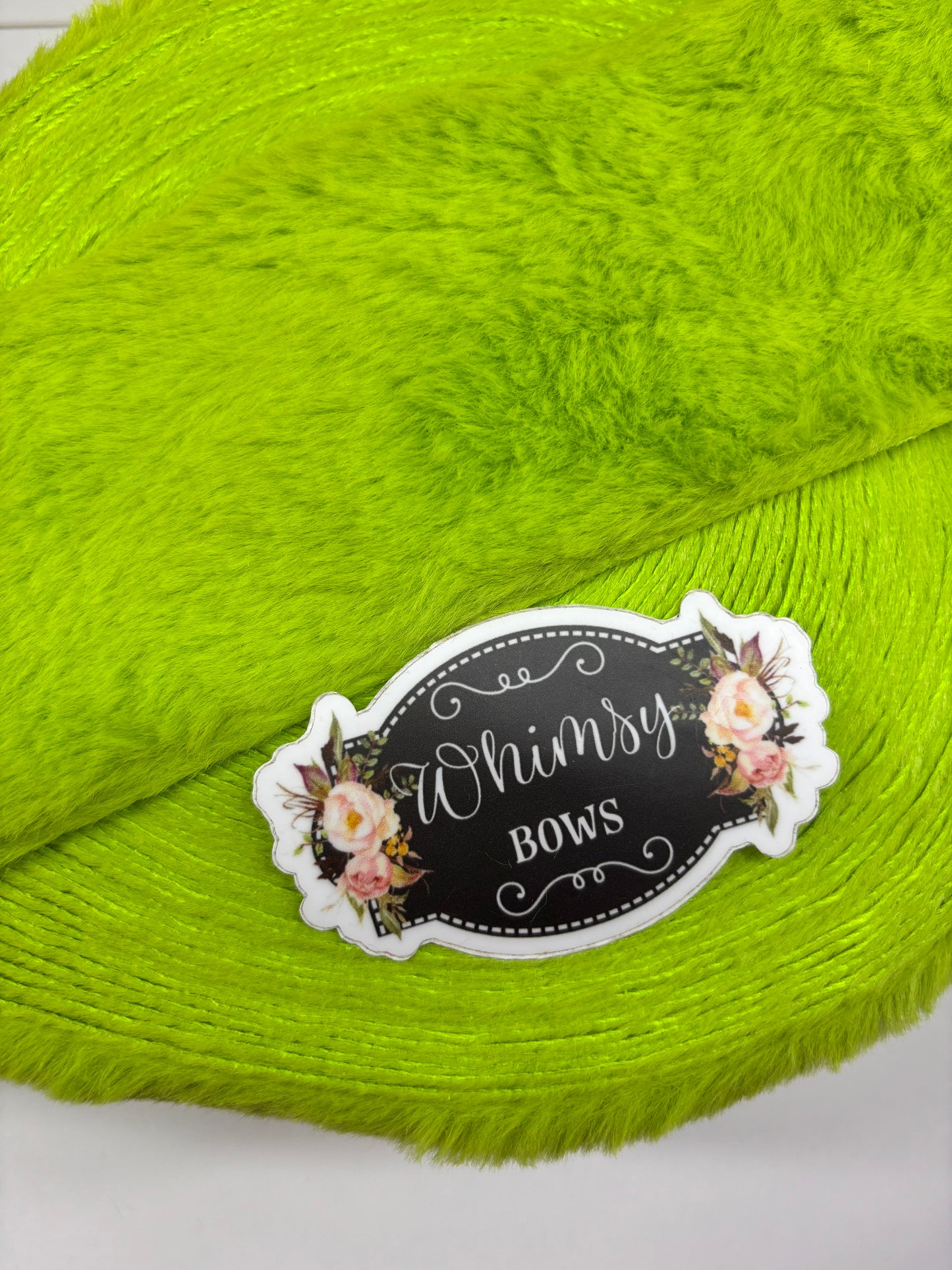 3 INCH FUZZY RIBBON APPLE GREEN