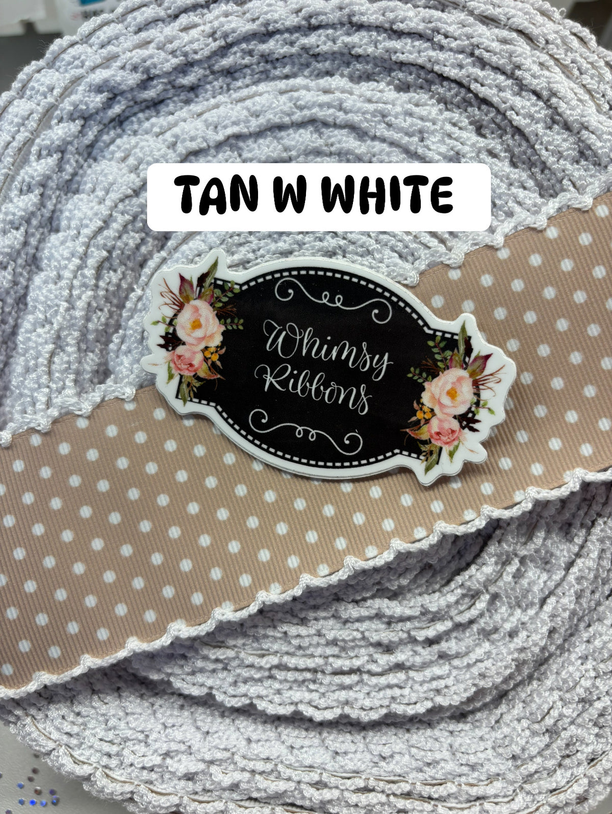 TAN WITH WHITE POLKA DOT MOONSTICH