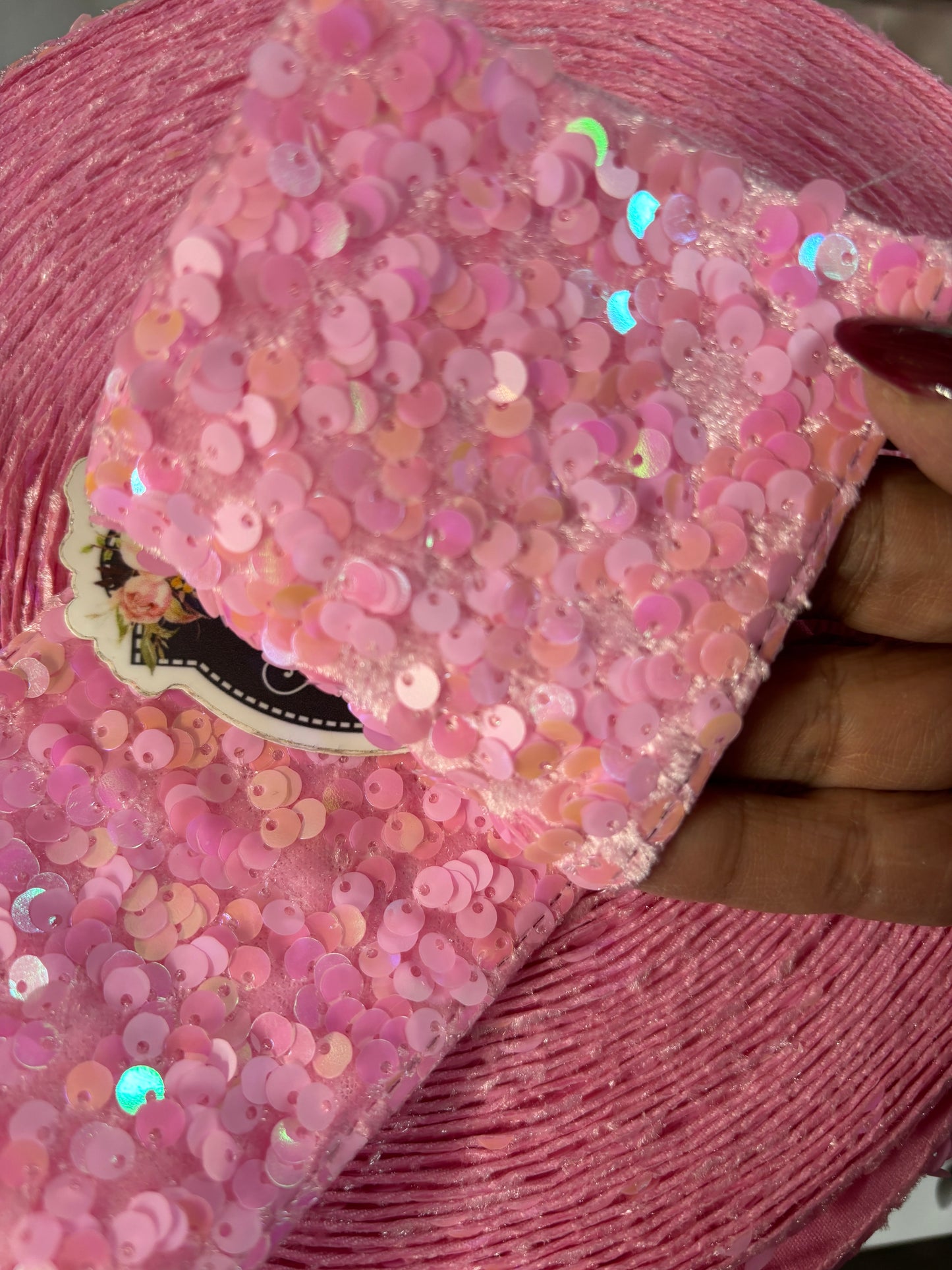 3 inch BUBBLE GUM PINK SEQUIN 36 inches