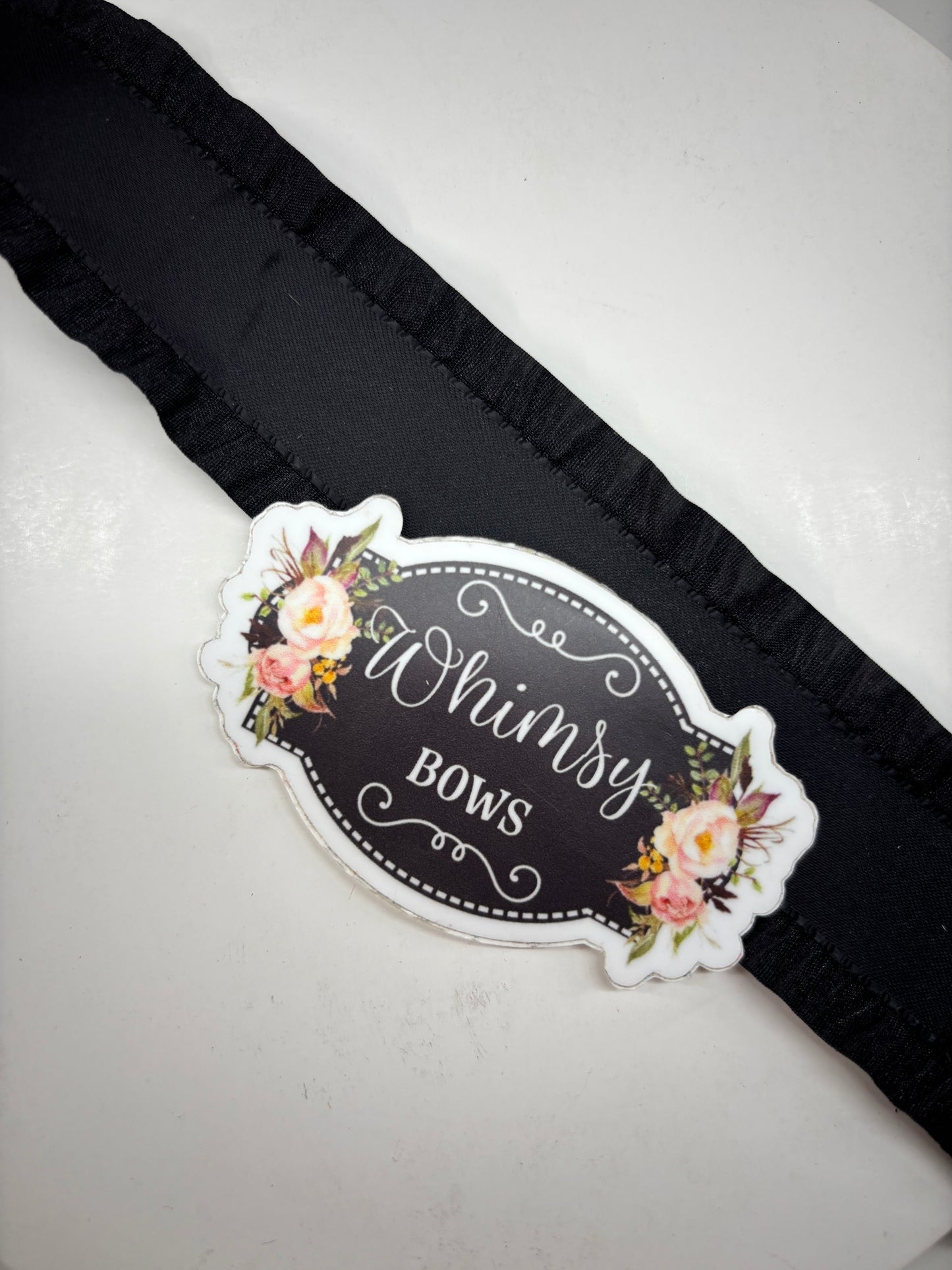 1.6 INCH SATIN RUFFLE BLACK