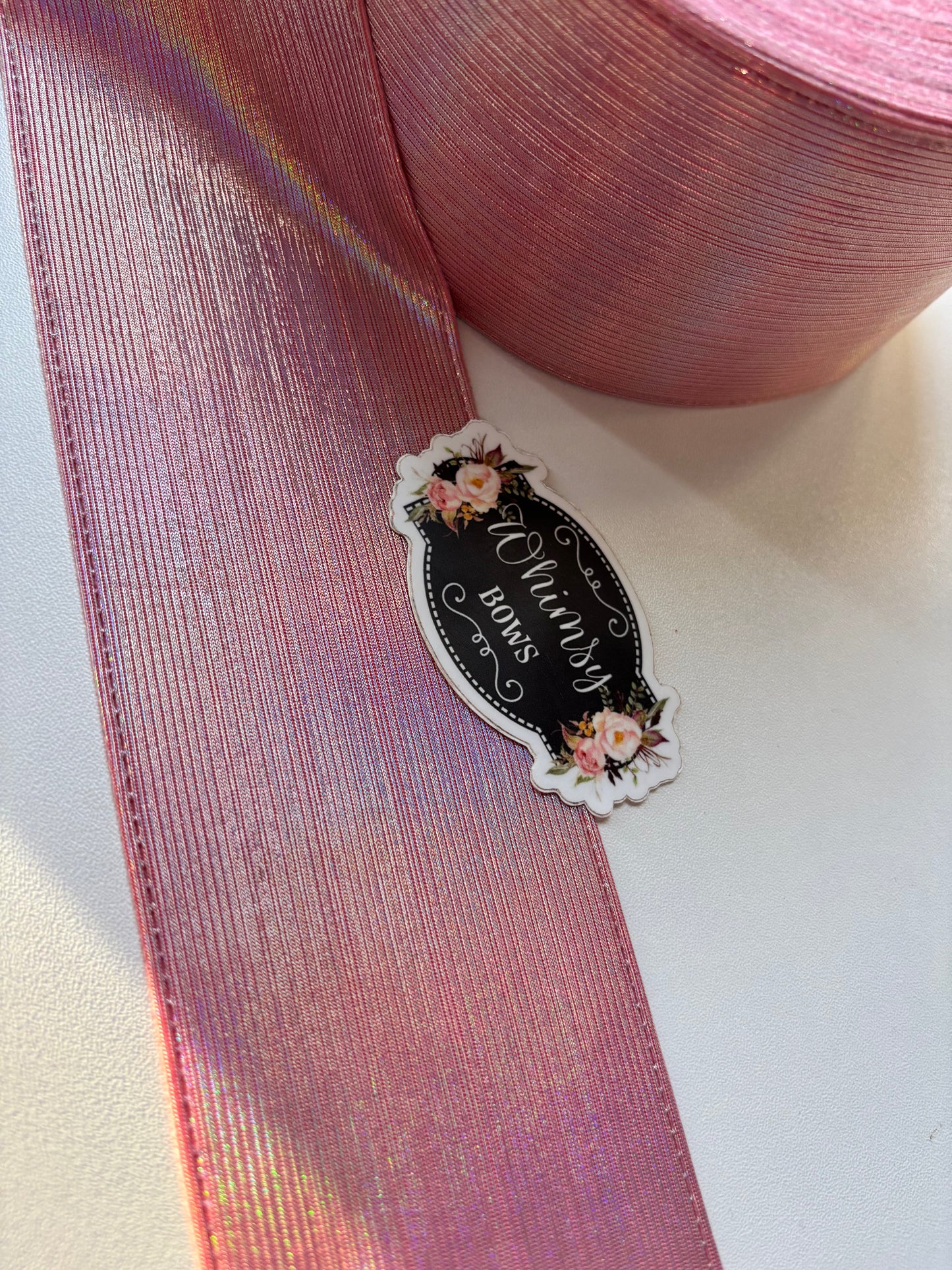 3 INCH PINK SOFT METALLIC RIBBON