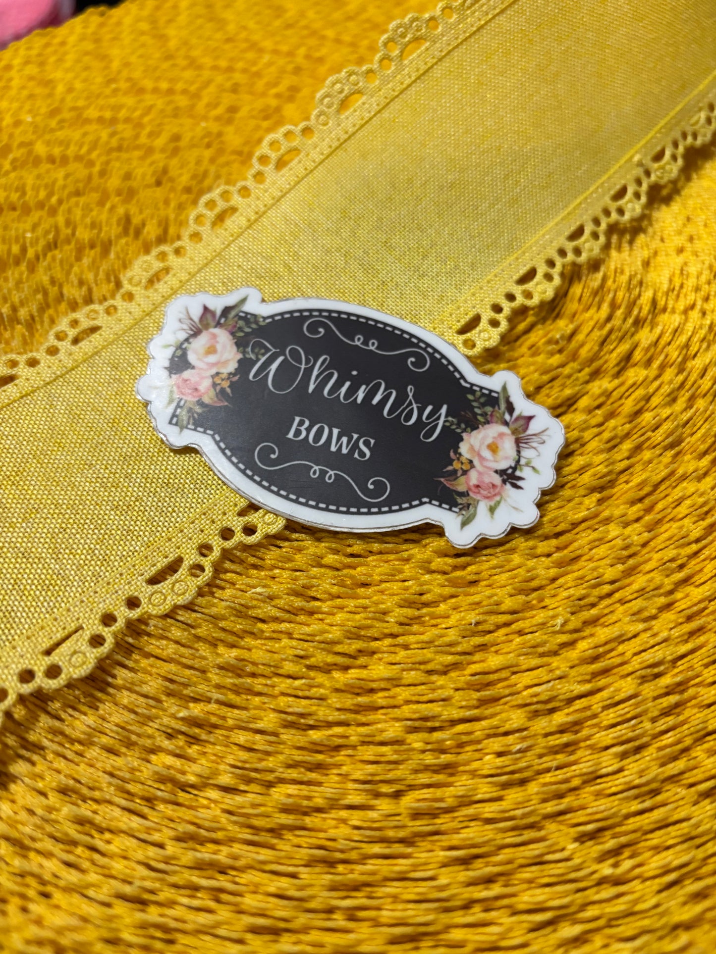 2.5 inch SCALLOPED LACE YELLOW RIBBON NO WIRE