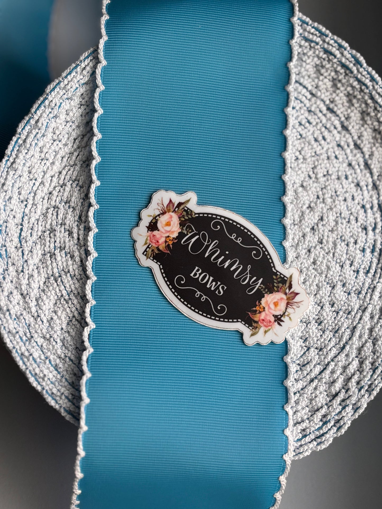 TURQUOISE WITH WHITE MOONSTITCH 1.5 inch