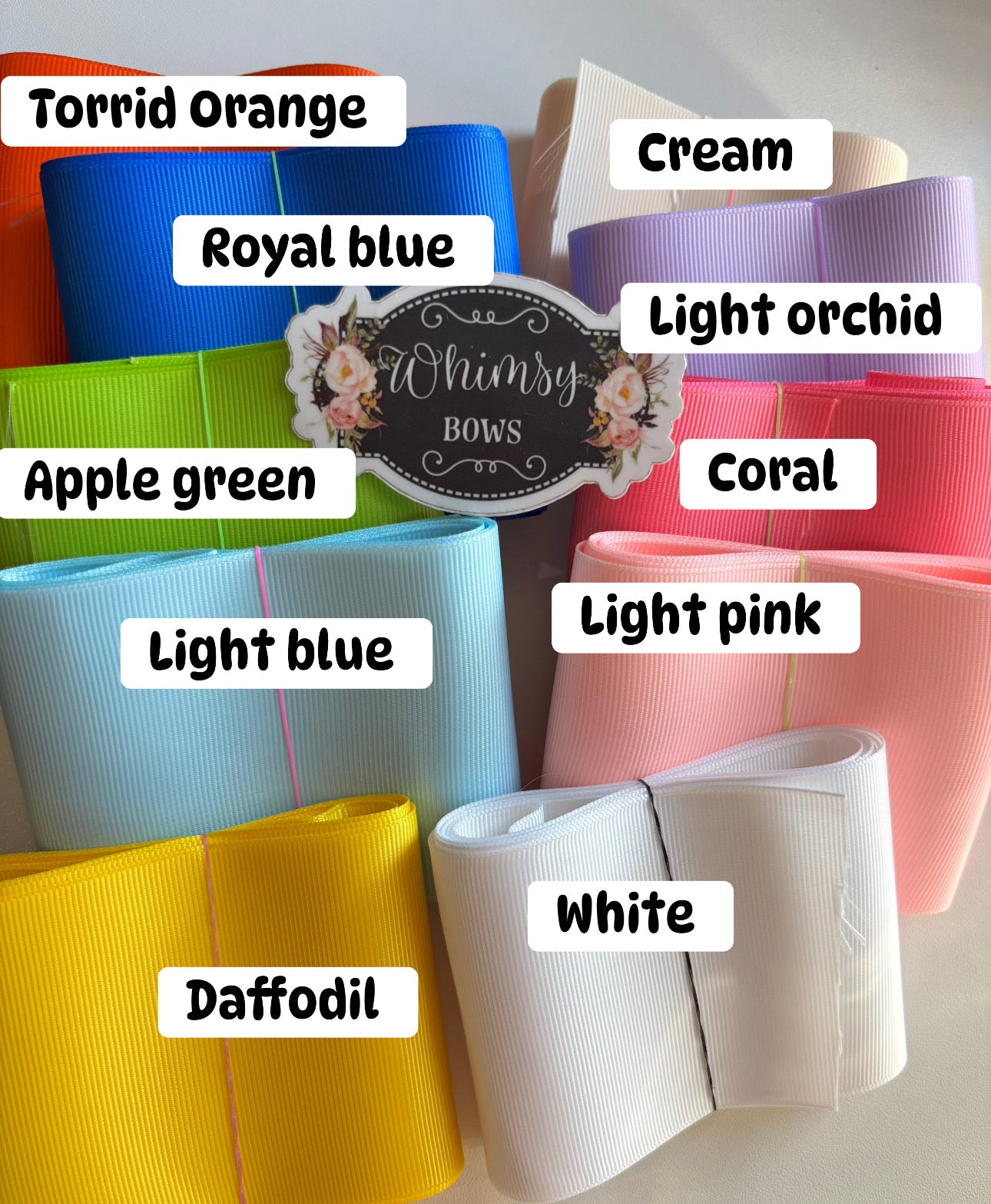 solid 3 inch 20 Yard solid grosgrain ribbon - 2 yds each color