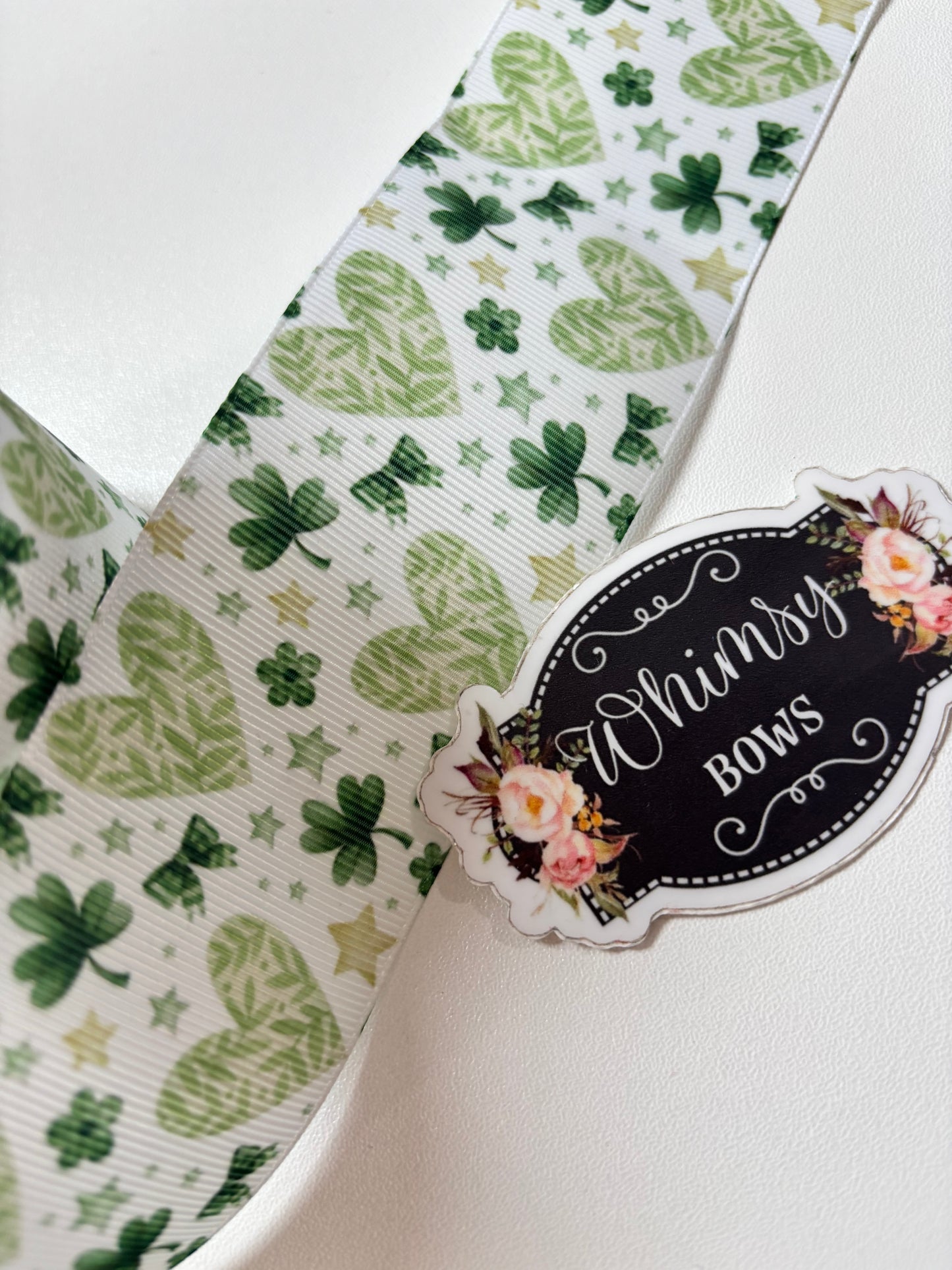 SHAMROCK ST PATRICK HEARTS 2 inch Ribbon