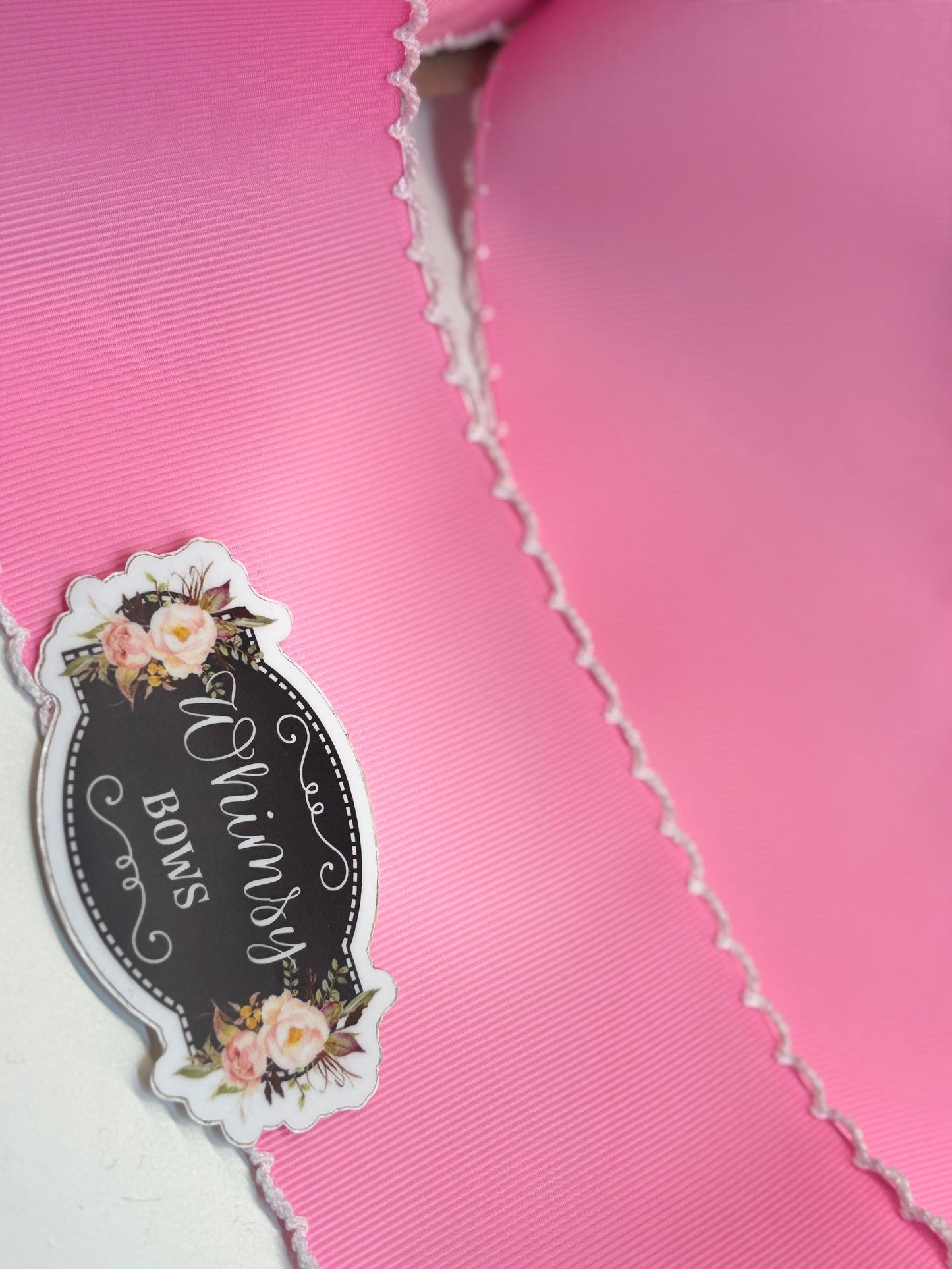 1.5 inch GERANIUM PINK WITH WHITE STITCHING