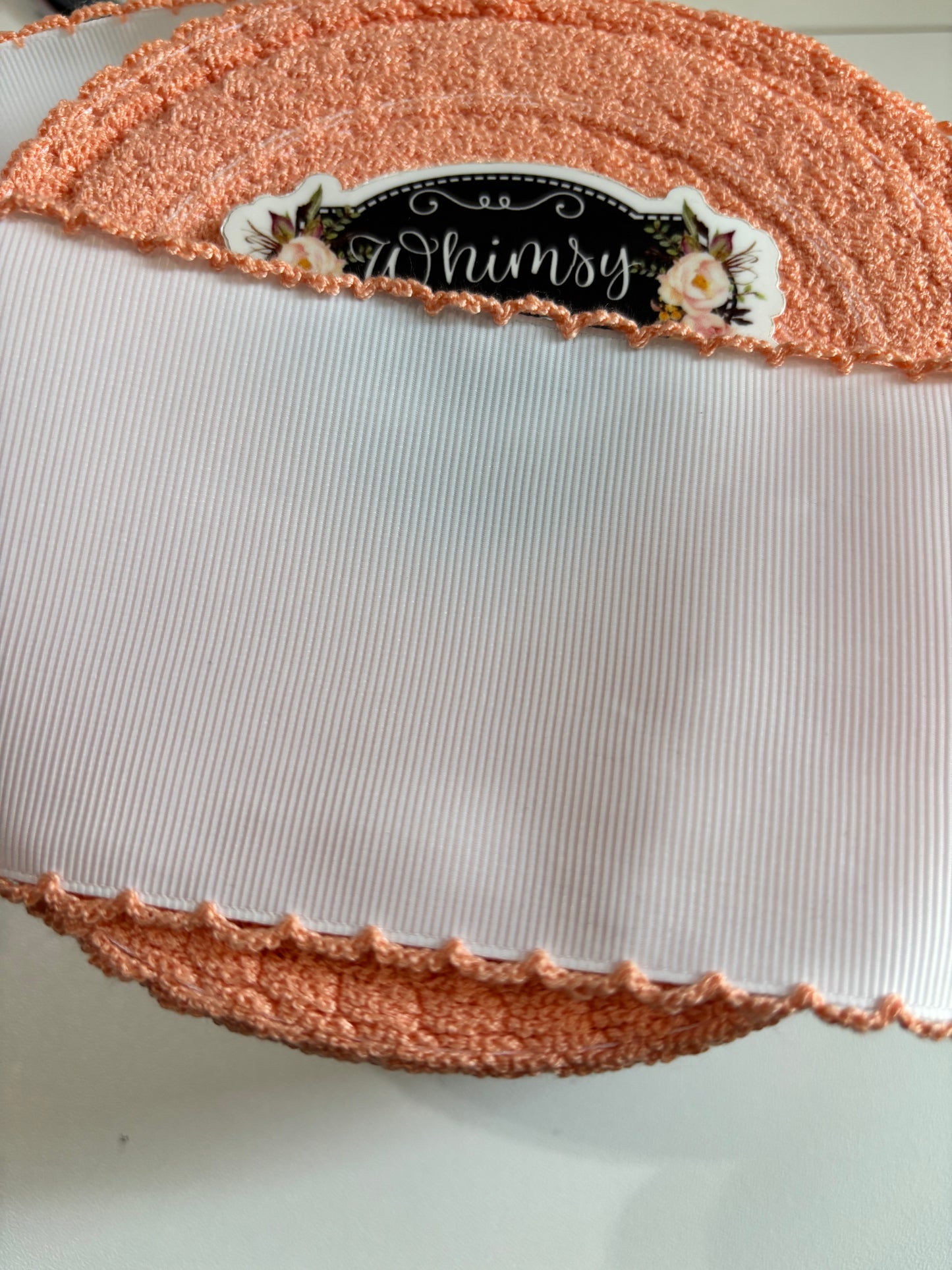 3 INCH WHITE WITH PEACH MOONSTITCH RIBBON