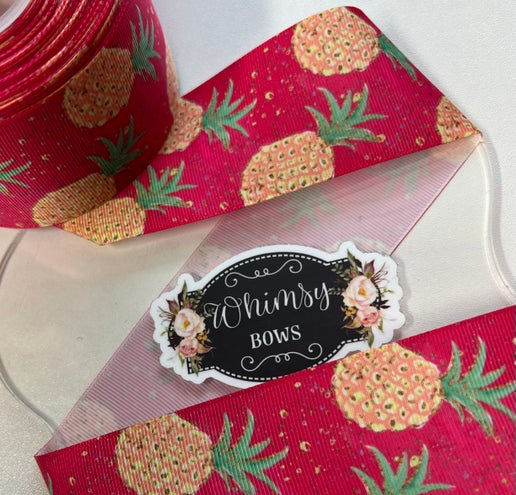 2 INCH PINEAPPLES ON HOT PINK BACK GROUND