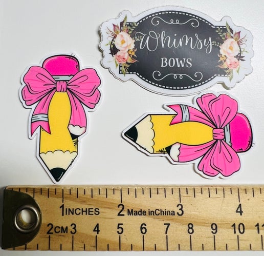 Pencil with pink bow large resin