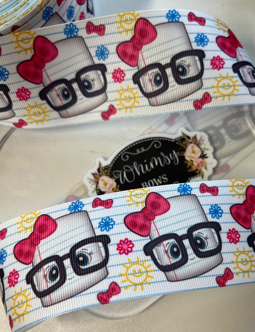 2 INCH NOTEBOOK W GLASSES PRINTED RIBBON
