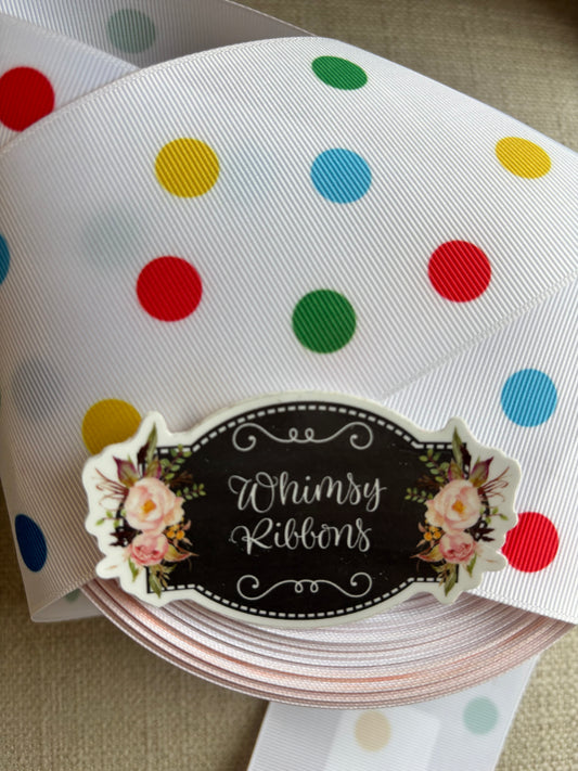 3  INCH POLKA DOT RIBBON -  -1 YARD
