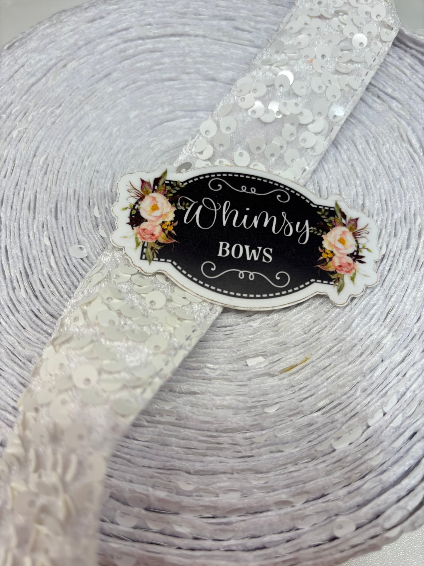 1.5 inch WHITE SEQUIN  36 inches