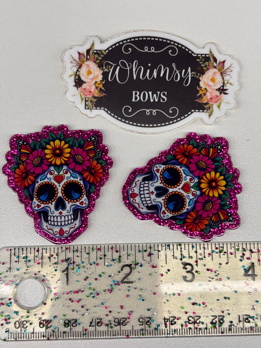 SUGAR SKULLS GLITTER   SMALL  Resin