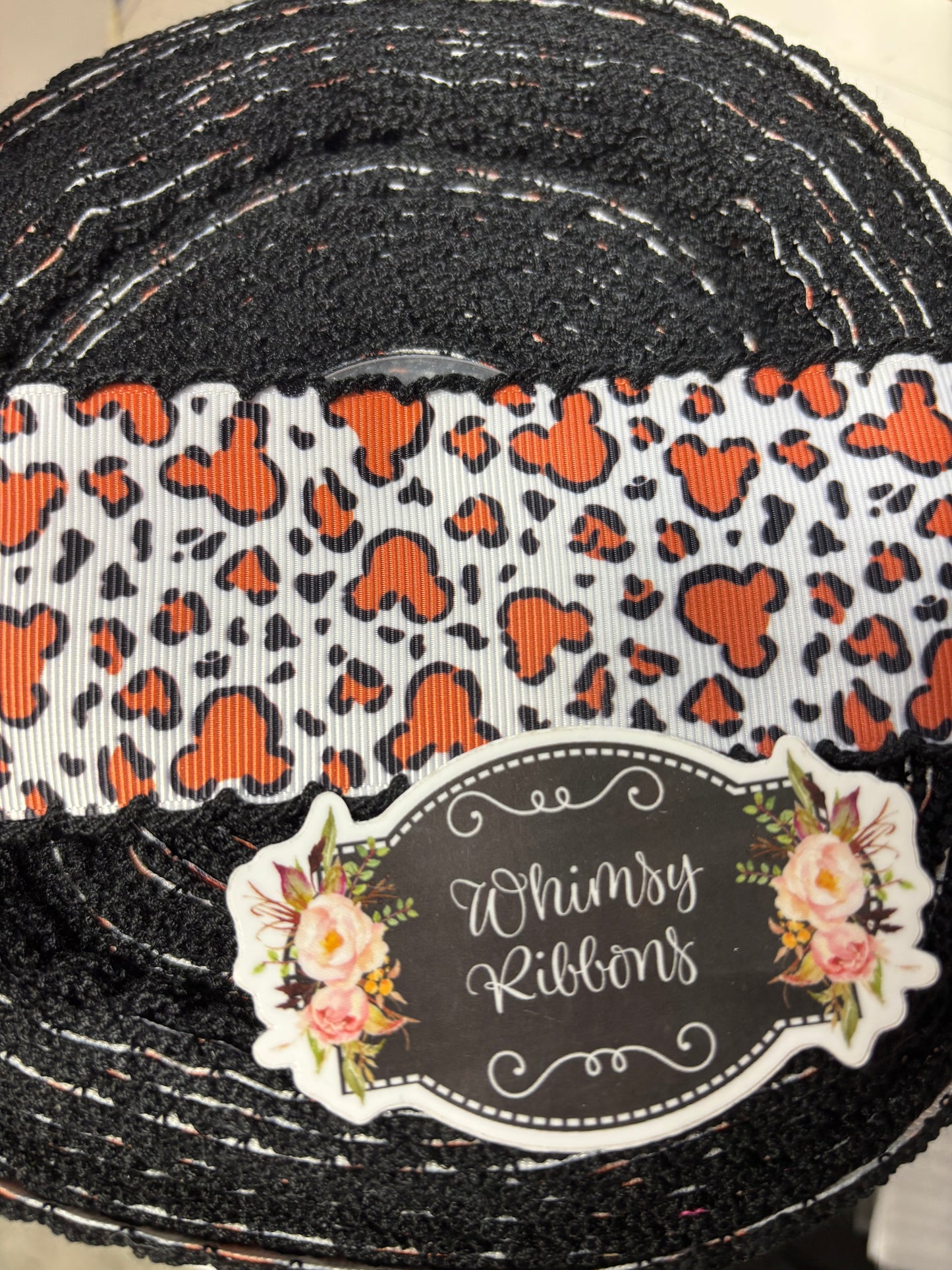 3 INCH MOUSE CHEETAH/ LEOPARD W BLACK STITCHING