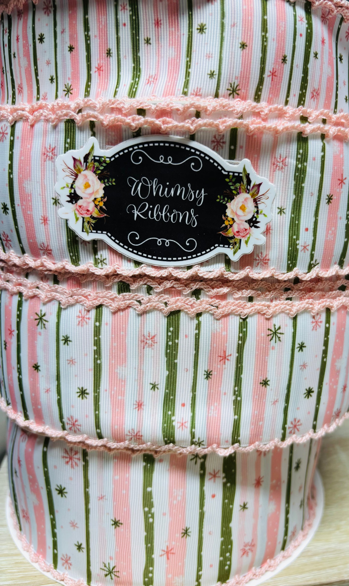 2 inch LT PINK W WILLOW STRIPES HOLIDAY