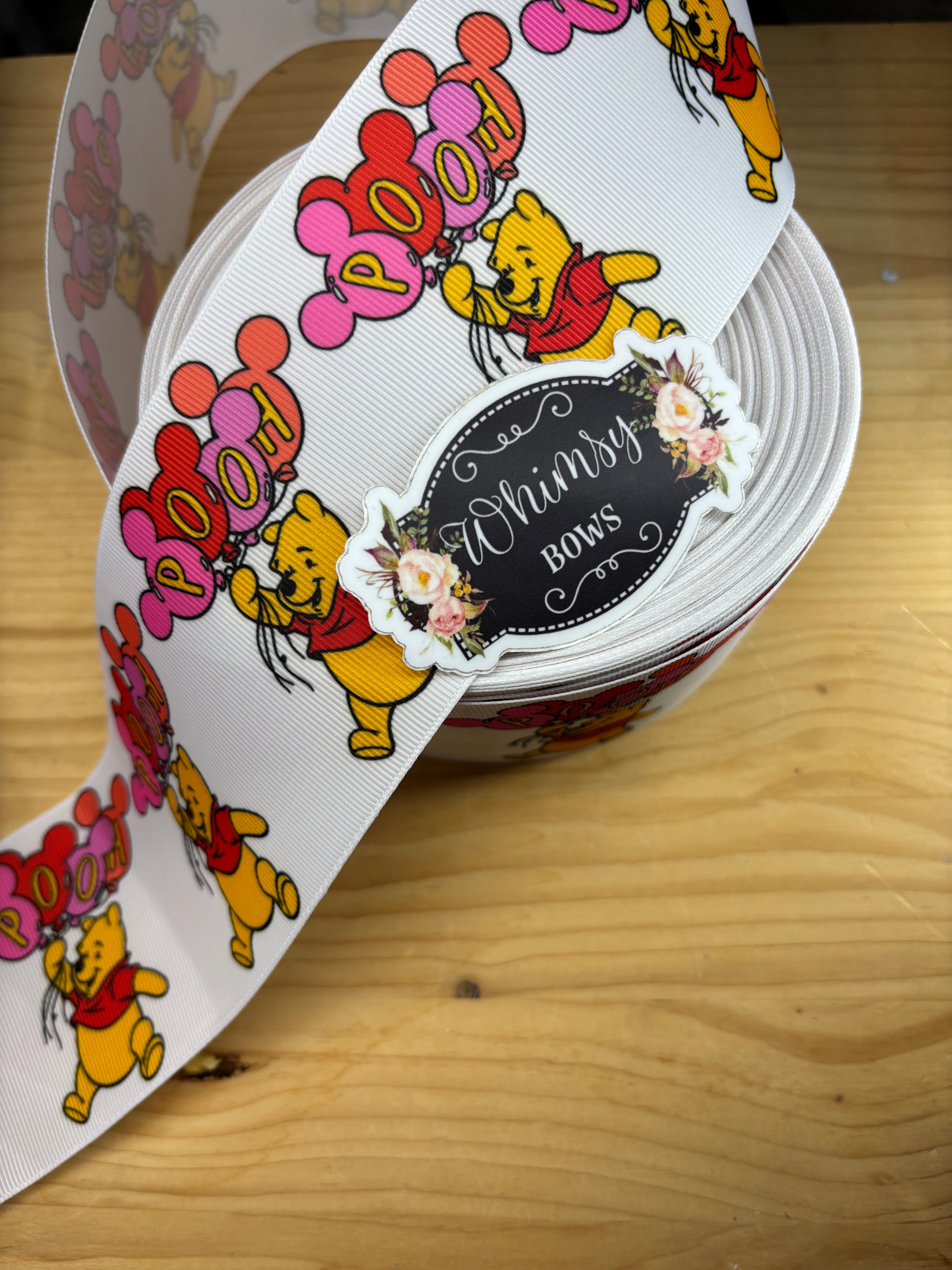Sanding Ribbon 3 inch POOH BEAR GROSGRAIN RIBBON- SALE – Whimsy Ribbons and Bows