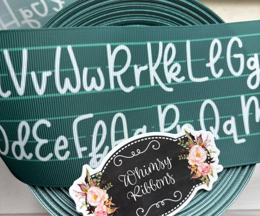2 INCH - ALPHABET ON CHALKBOARD BACKGROUND  PRINT   - 1 yard