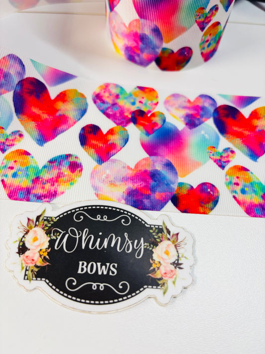 HEARTS  3 inch GROSGRAIN RIBBON