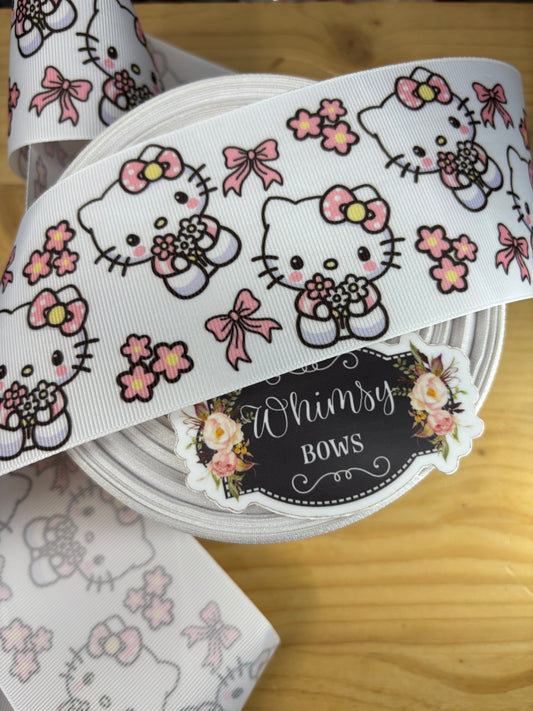 3 inch HK FLORAL GROSGRAIN RIBBON