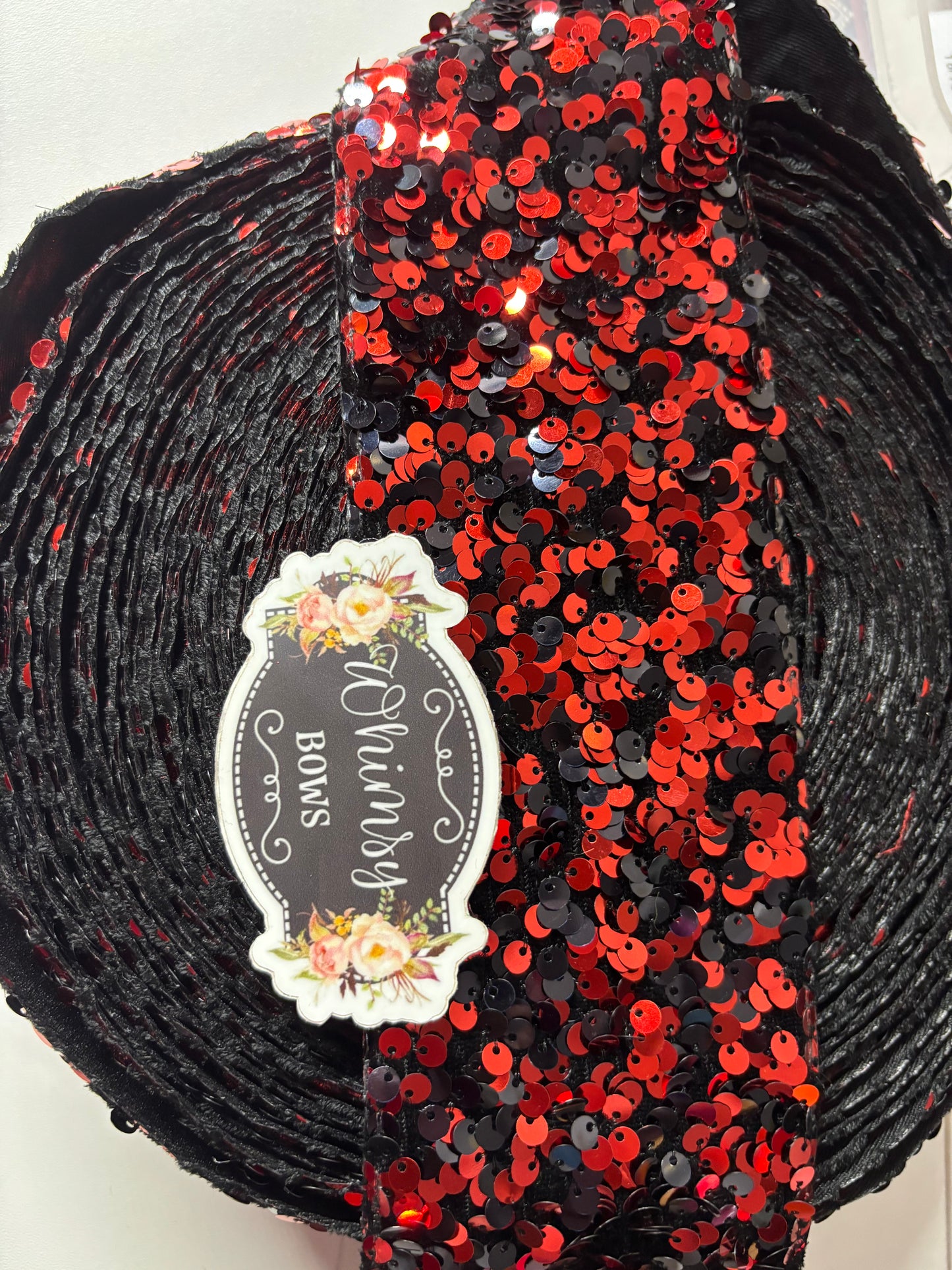 3 INCH SEQUIN RED W BLACK 36 inches***