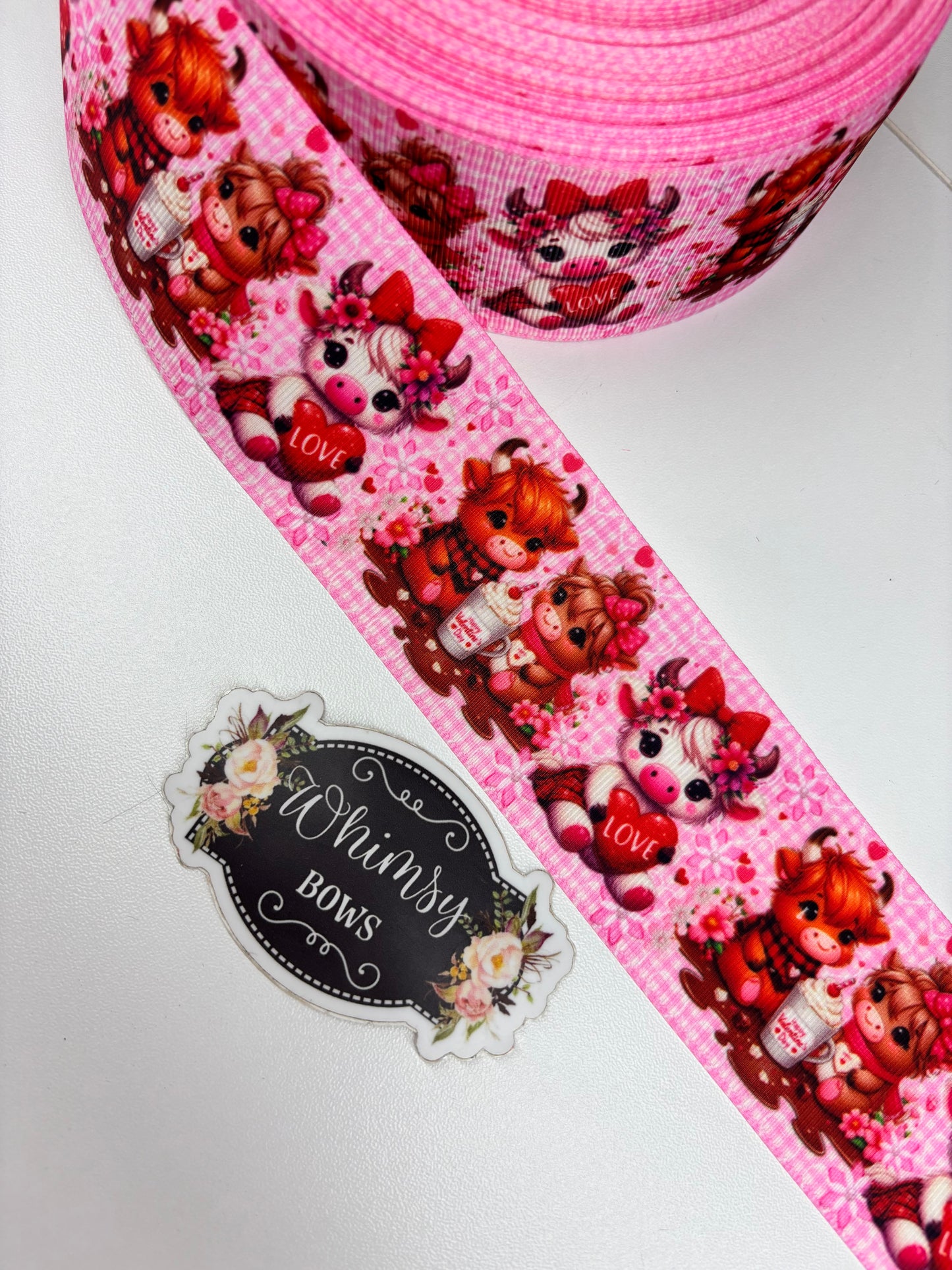 COWS LOVE VALENTINES 2 inch Ribbon