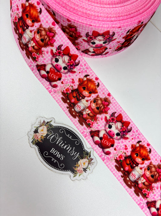 COWS LOVE VALENTINES 2 inch Ribbon