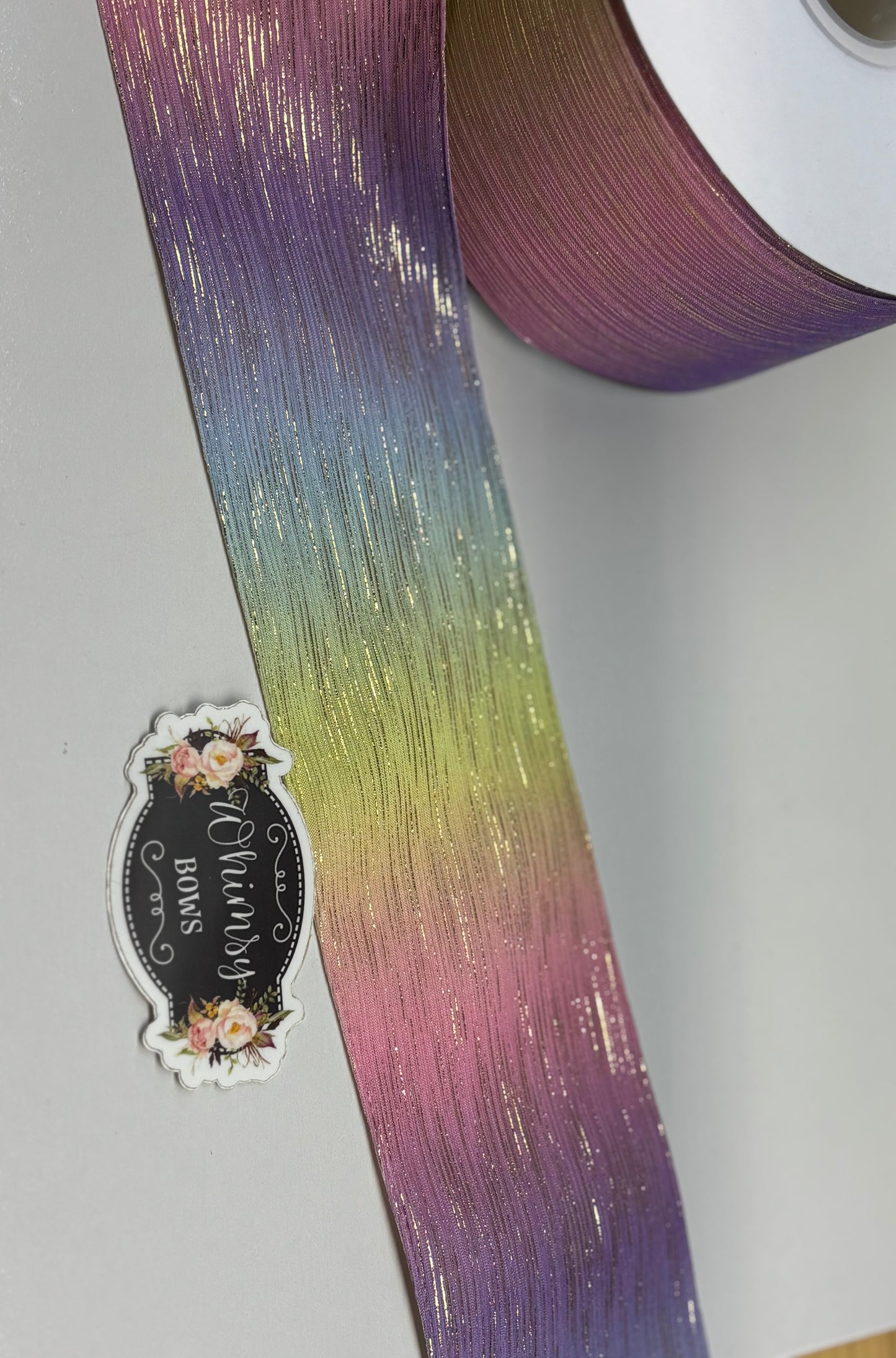 3 INCH SOFT METALLIC  OMBRE RAINBOW RIBBON