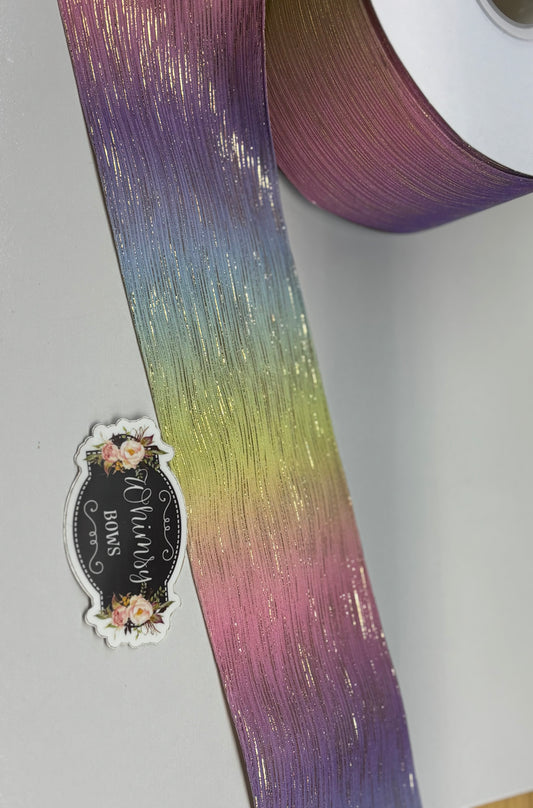 3 INCH SOFT METALLIC  OMBRE RAINBOW RIBBON