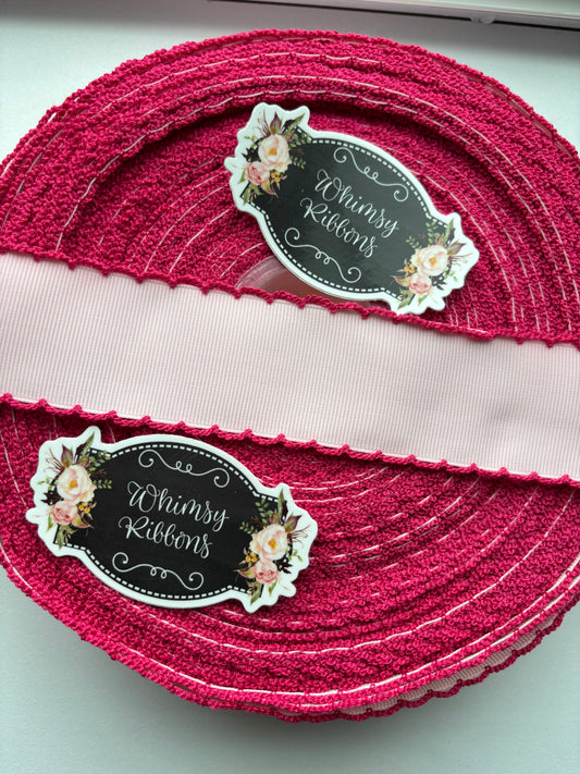 2 INCH LIGHT PINK MOONSTITCH  WITH FUCHSIA STITCHING