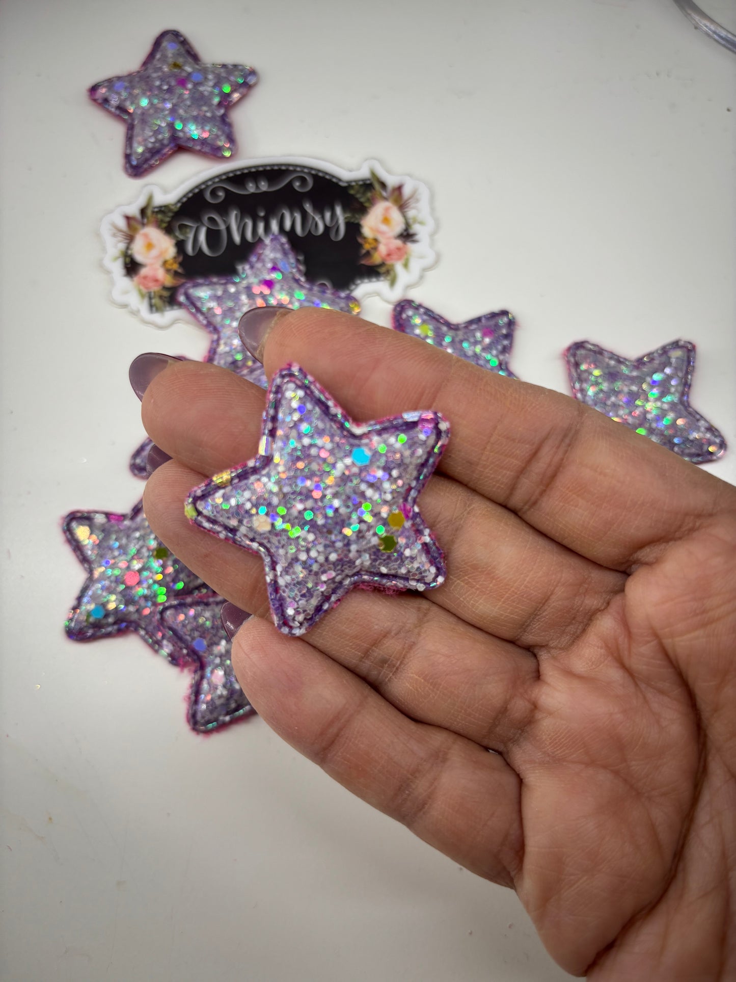 STAR EMBELISHMENT LILAC GLITTER PACK OF 10
