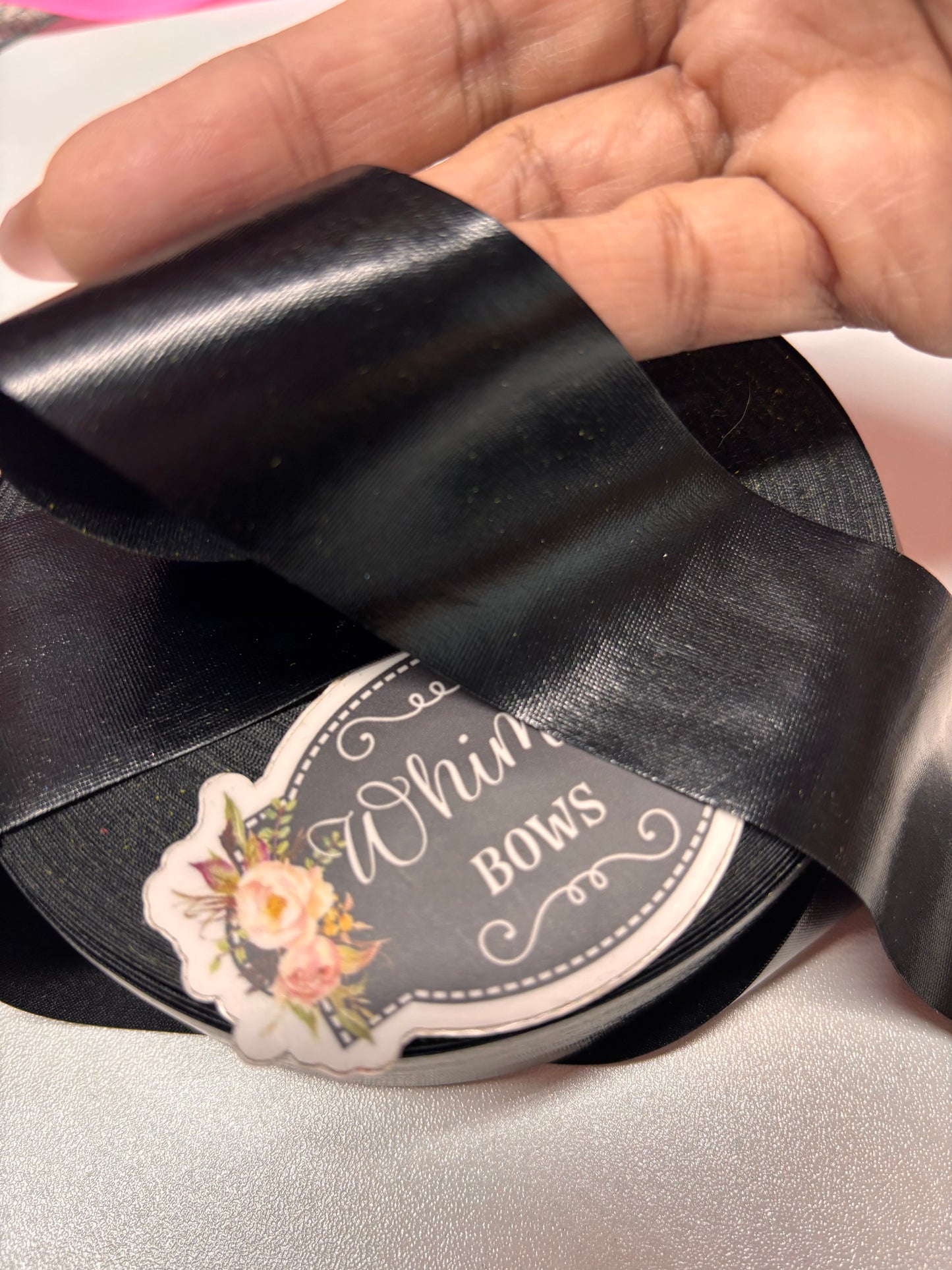 1.5 inch Metallic BLACK BIAS ribbon 25 yards