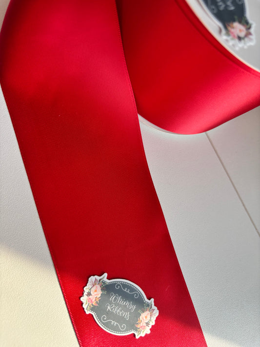 RED 3 INCH  DOUBLE SIDED SATIN  - 2 yard roll