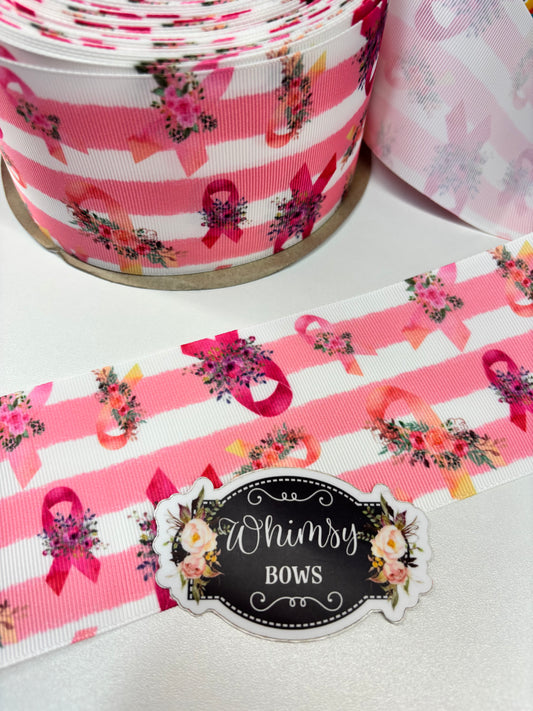 PINK Awareness  3 inch GROSGRAIN RIBBON